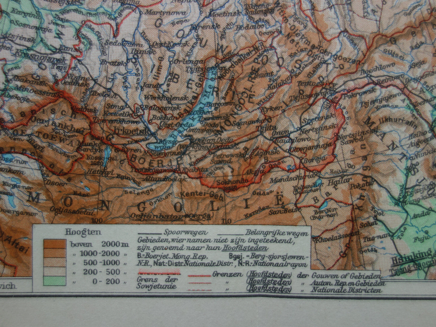 SIBERIE oude kaart van Siberië Nederlandse vintage landkaart uit 1937 Aziatisch Rusland