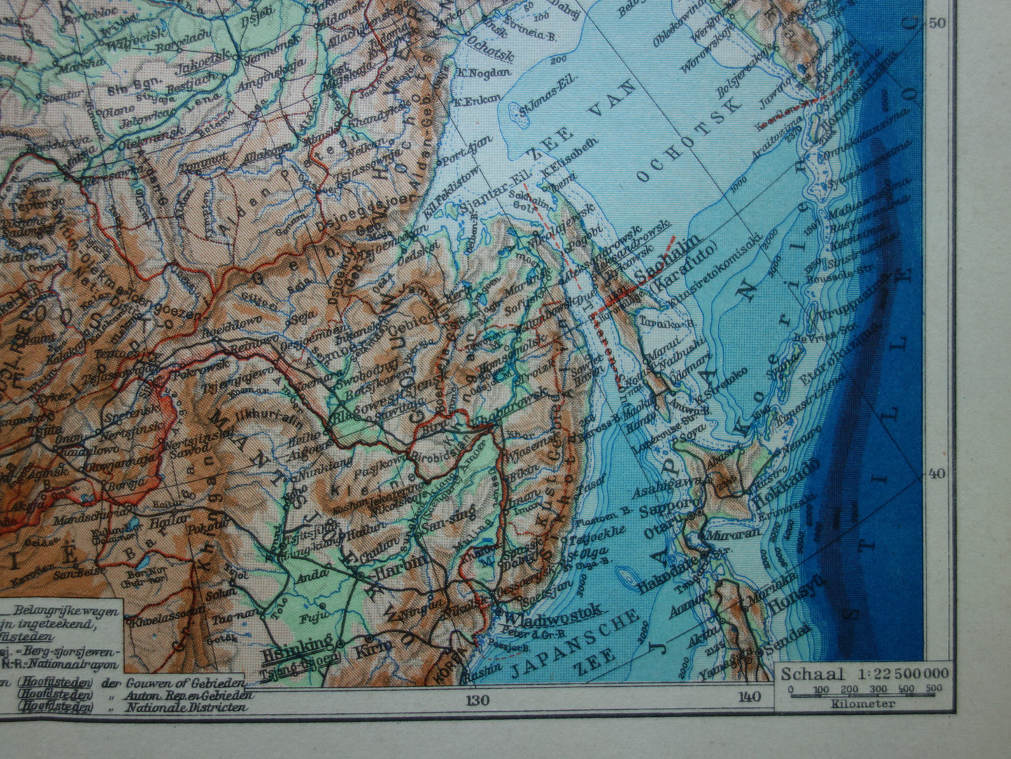 SIBERIE oude kaart van Siberië Nederlandse vintage landkaart uit 1937 Aziatisch Rusland