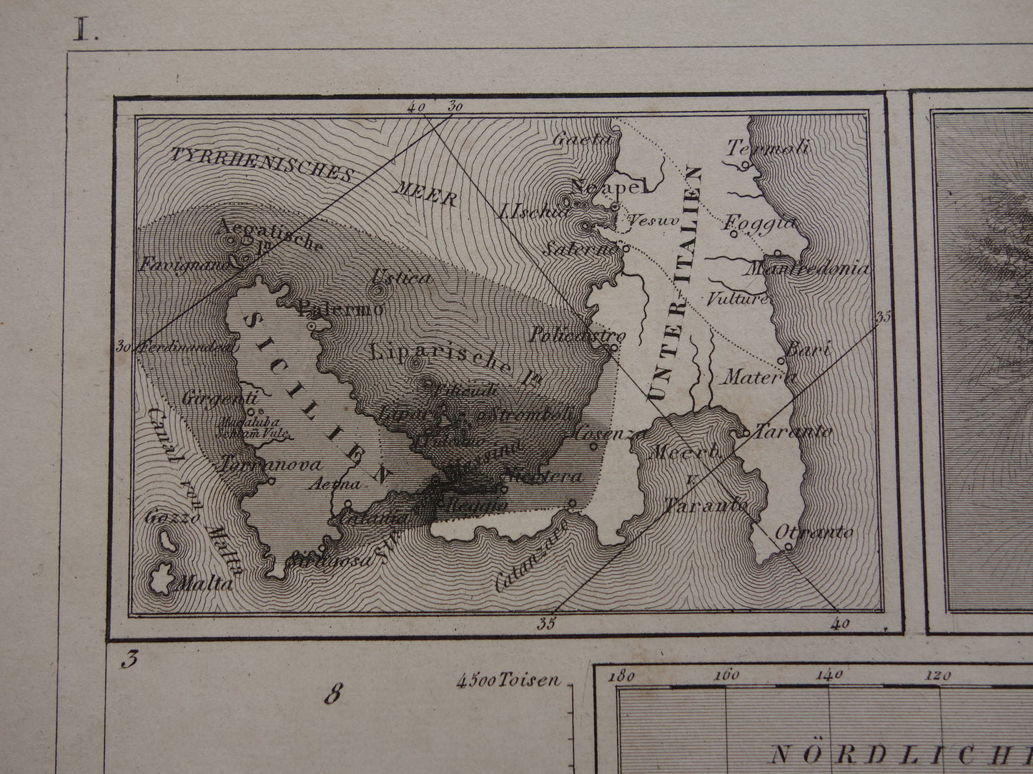 Antieke WERELDKAART oude kaart van de Wereld uit 1849 over vulkanen seismologie bergtoppen bergen