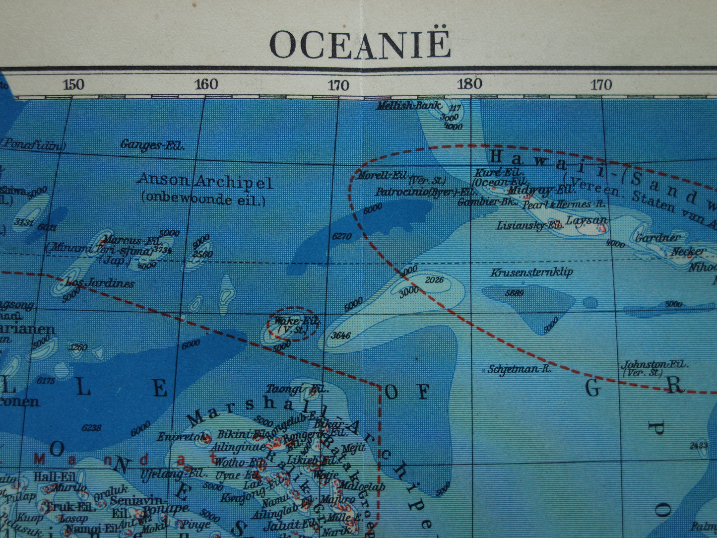 Old map of Oceania 1937 original Dutch vintage map of Australia Indonesia Polynesia New Zealand