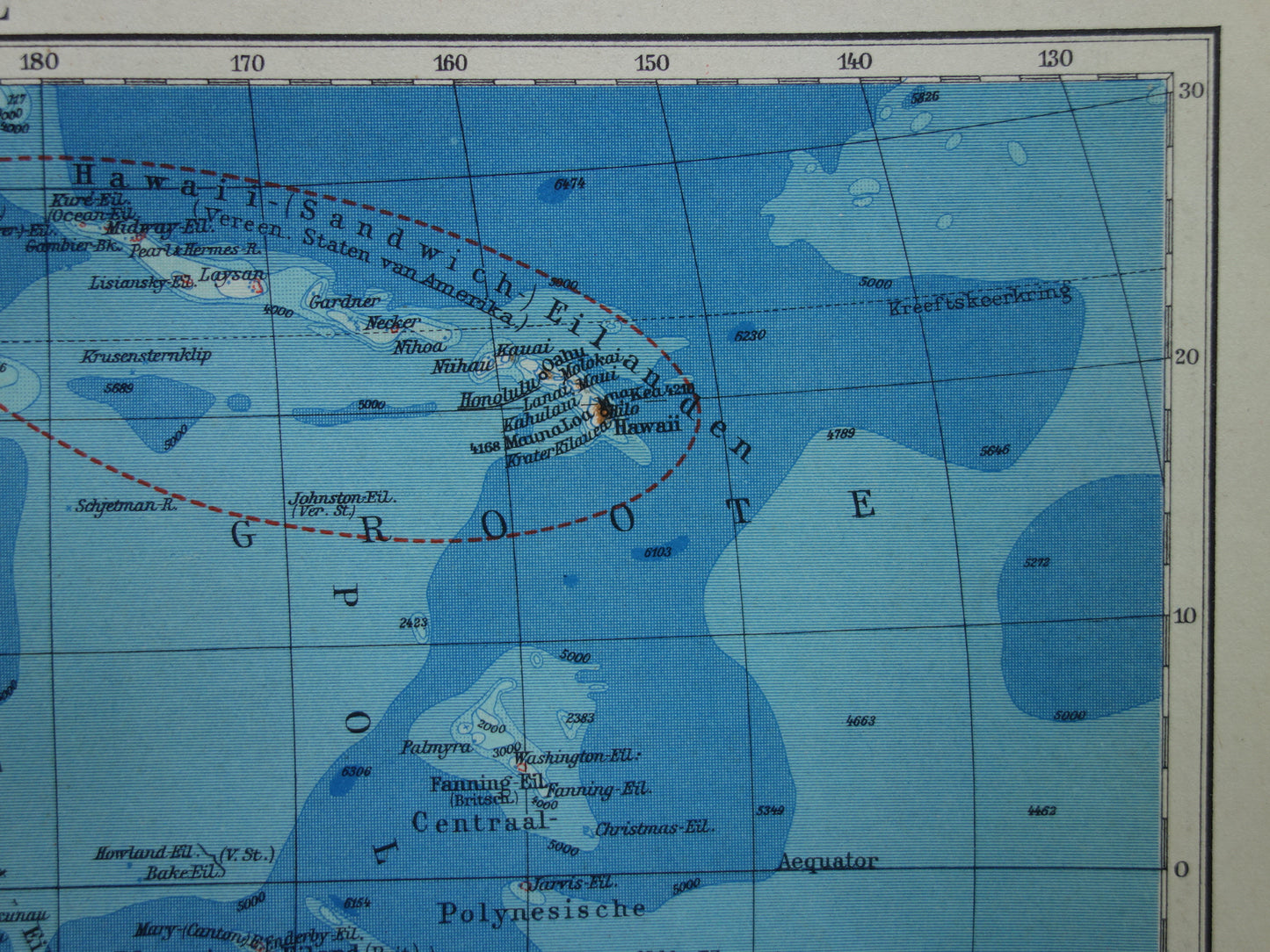 Old map of Oceania 1937 original Dutch vintage map of Australia Indonesia Polynesia New Zealand