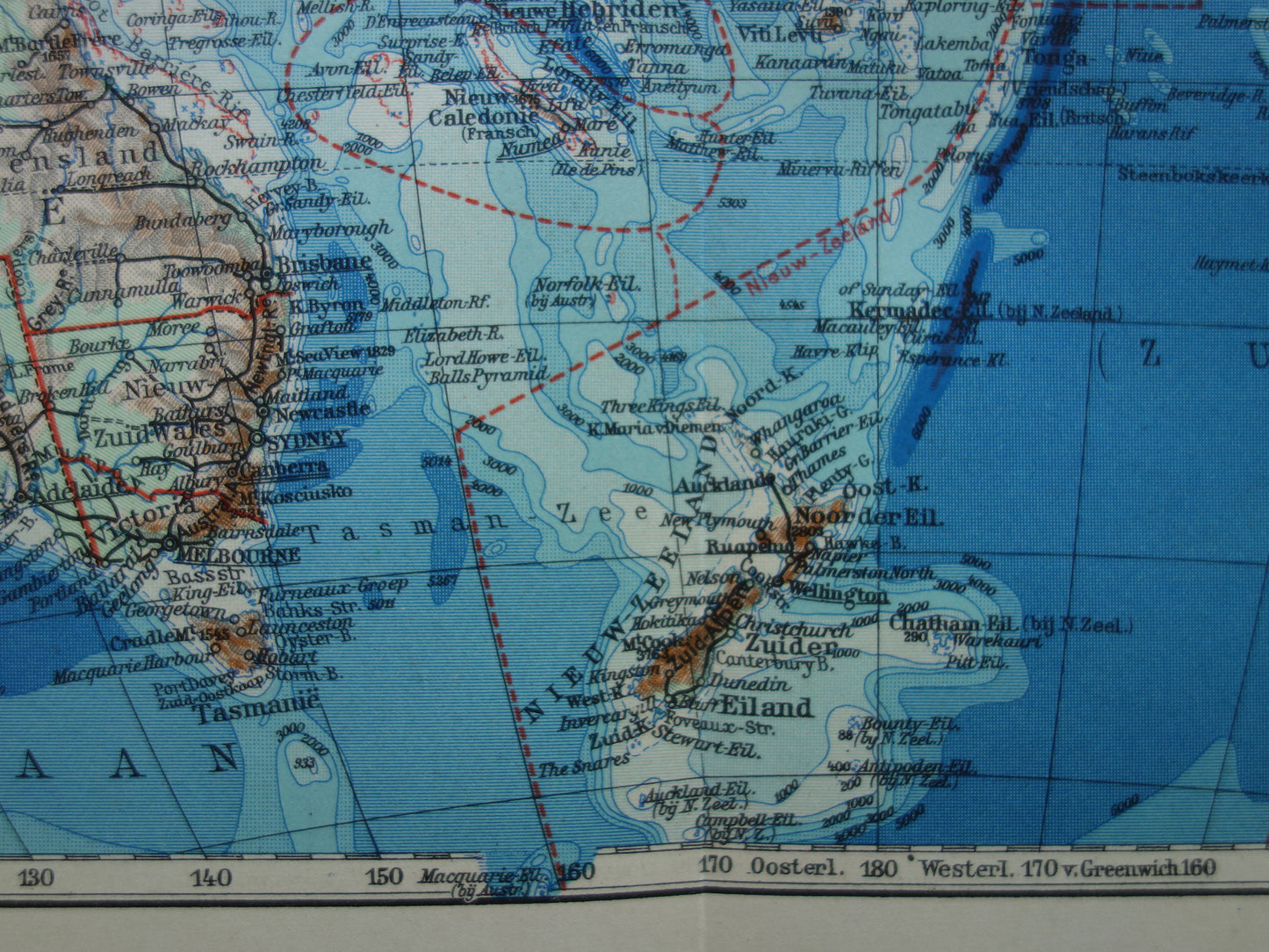 Old map of Oceania 1937 original Dutch vintage map of Australia Indonesia Polynesia New Zealand
