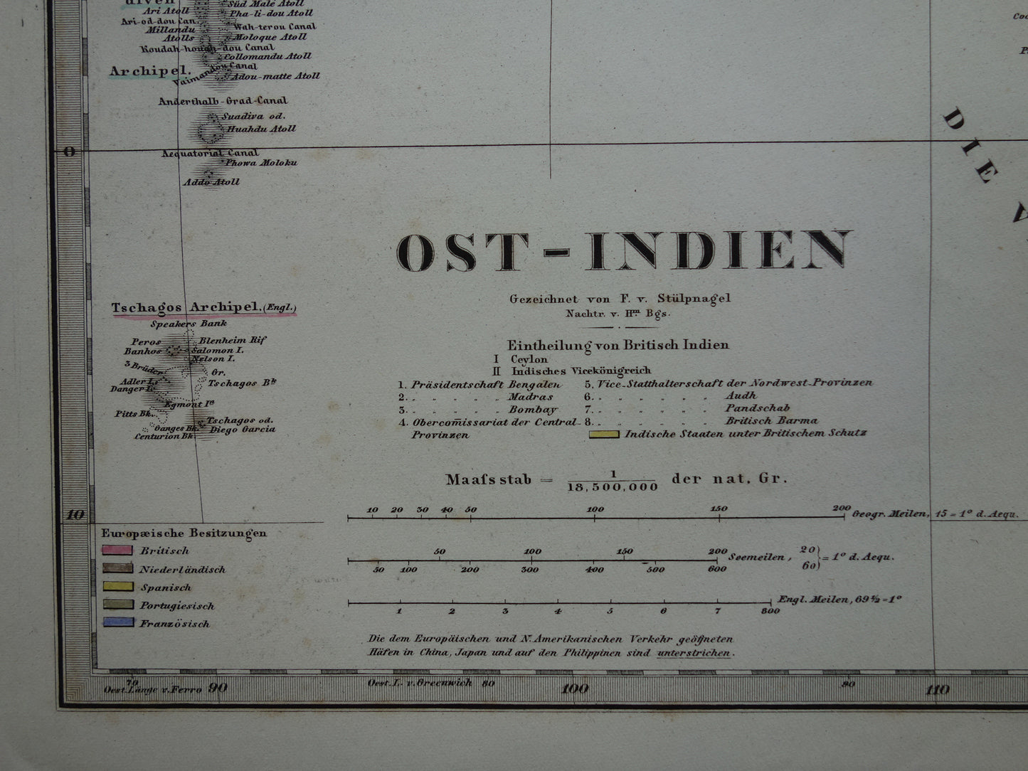 INDONESIEN alte Karte von Südostasien aus dem Jahr 1876 originale antike Karte Indien Philippinen Thailand Vietnam Vintage-Poster