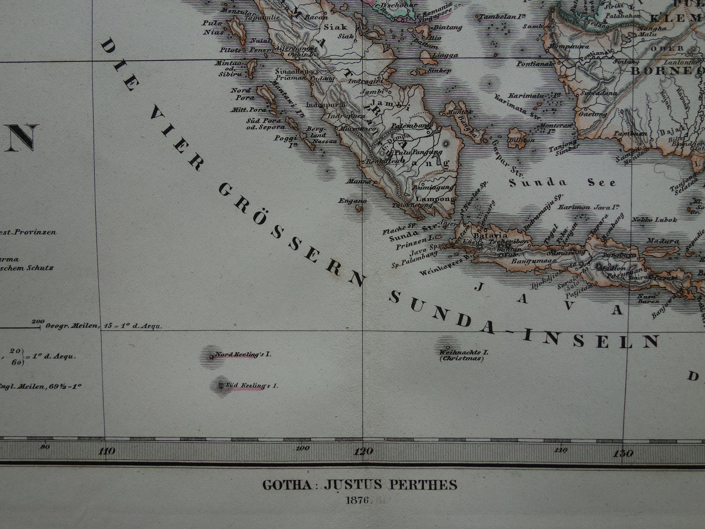 INDONESIEN alte Karte von Südostasien aus dem Jahr 1876 originale antike Karte Indien Philippinen Thailand Vietnam Vintage-Poster