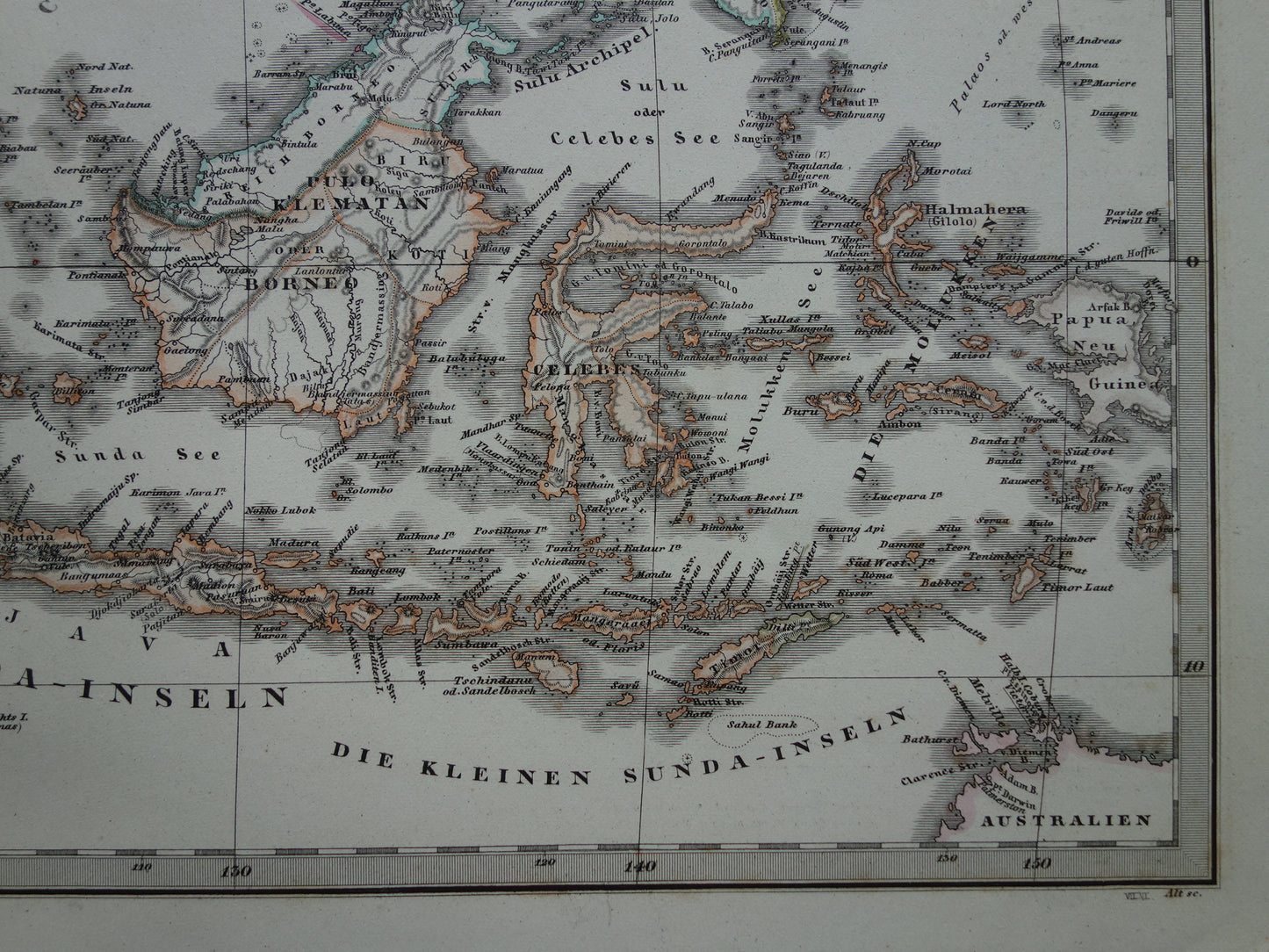 INDONESIEN alte Karte von Südostasien aus dem Jahr 1876 originale antike Karte Indien Philippinen Thailand Vietnam Vintage-Poster