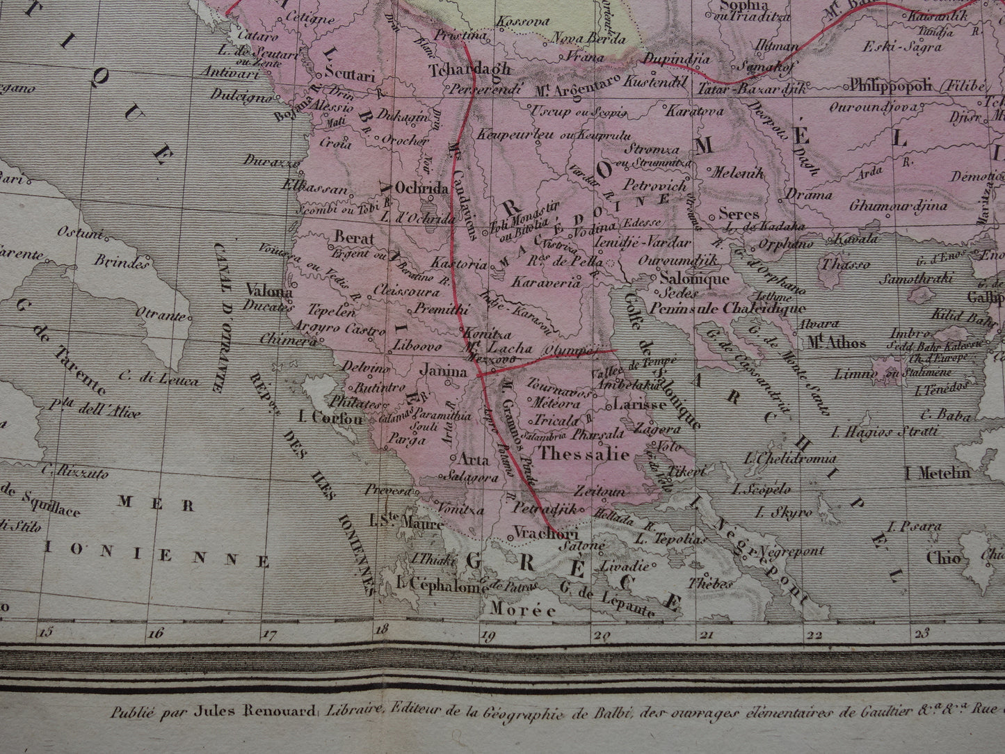 Antique map of the Balkans from 1838 original old map European Turkey Bosnia Serbia Romania Bulgaria Wallachia