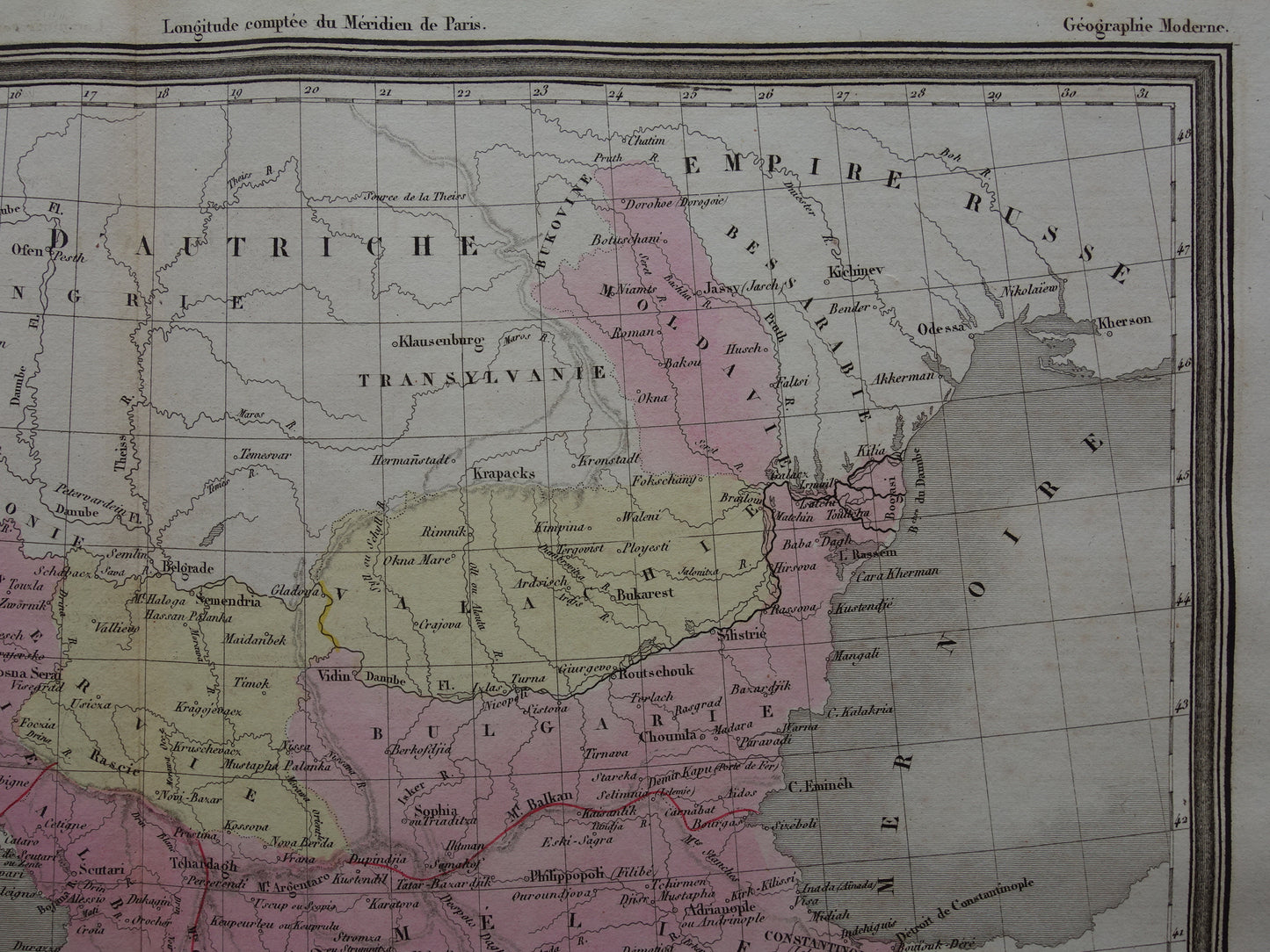 Antique map of the Balkans from 1838 original old map European Turkey Bosnia Serbia Romania Bulgaria Wallachia