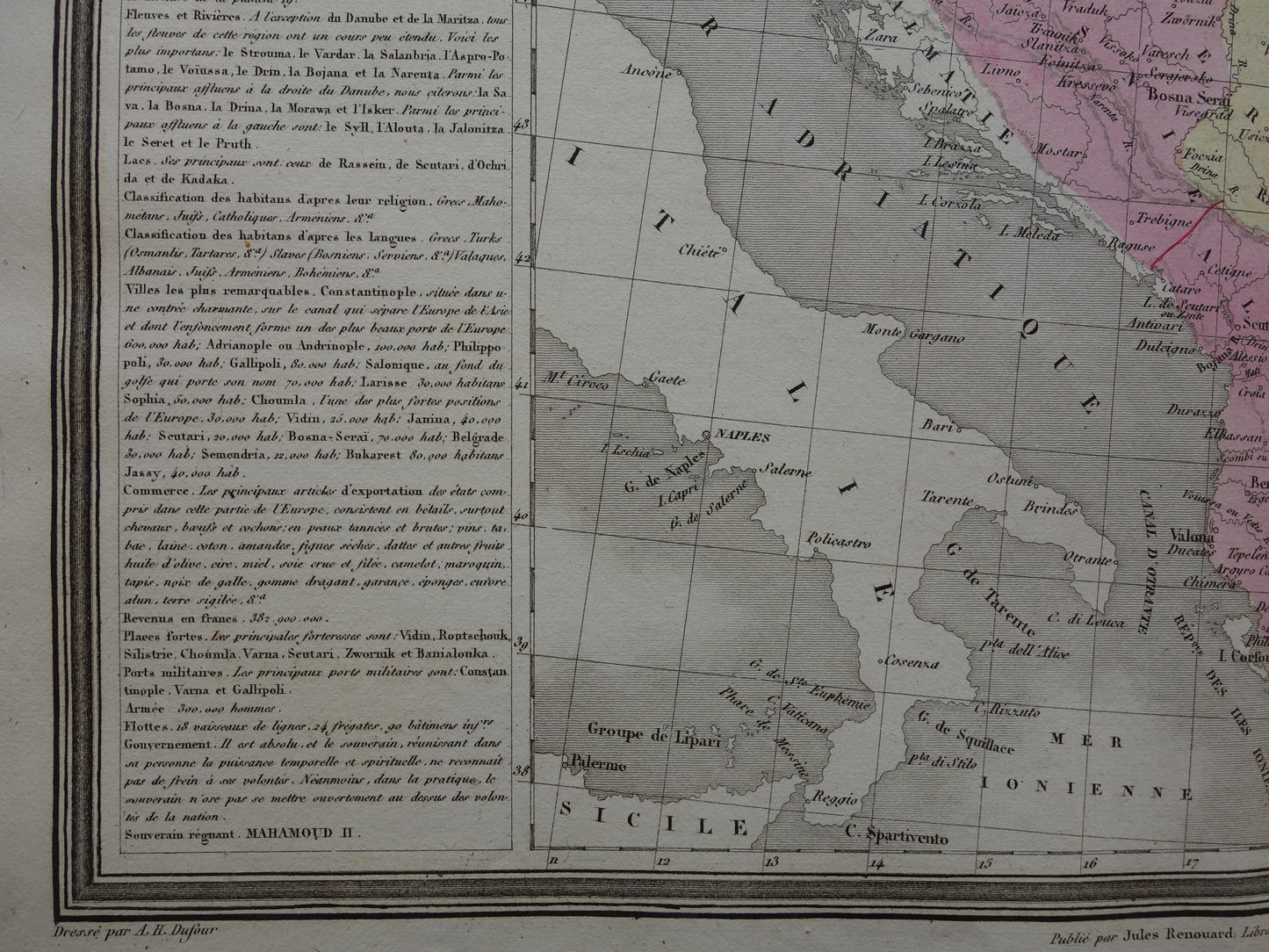 Antique map of the Balkans from 1838 original old map European Turkey Bosnia Serbia Romania Bulgaria Wallachia