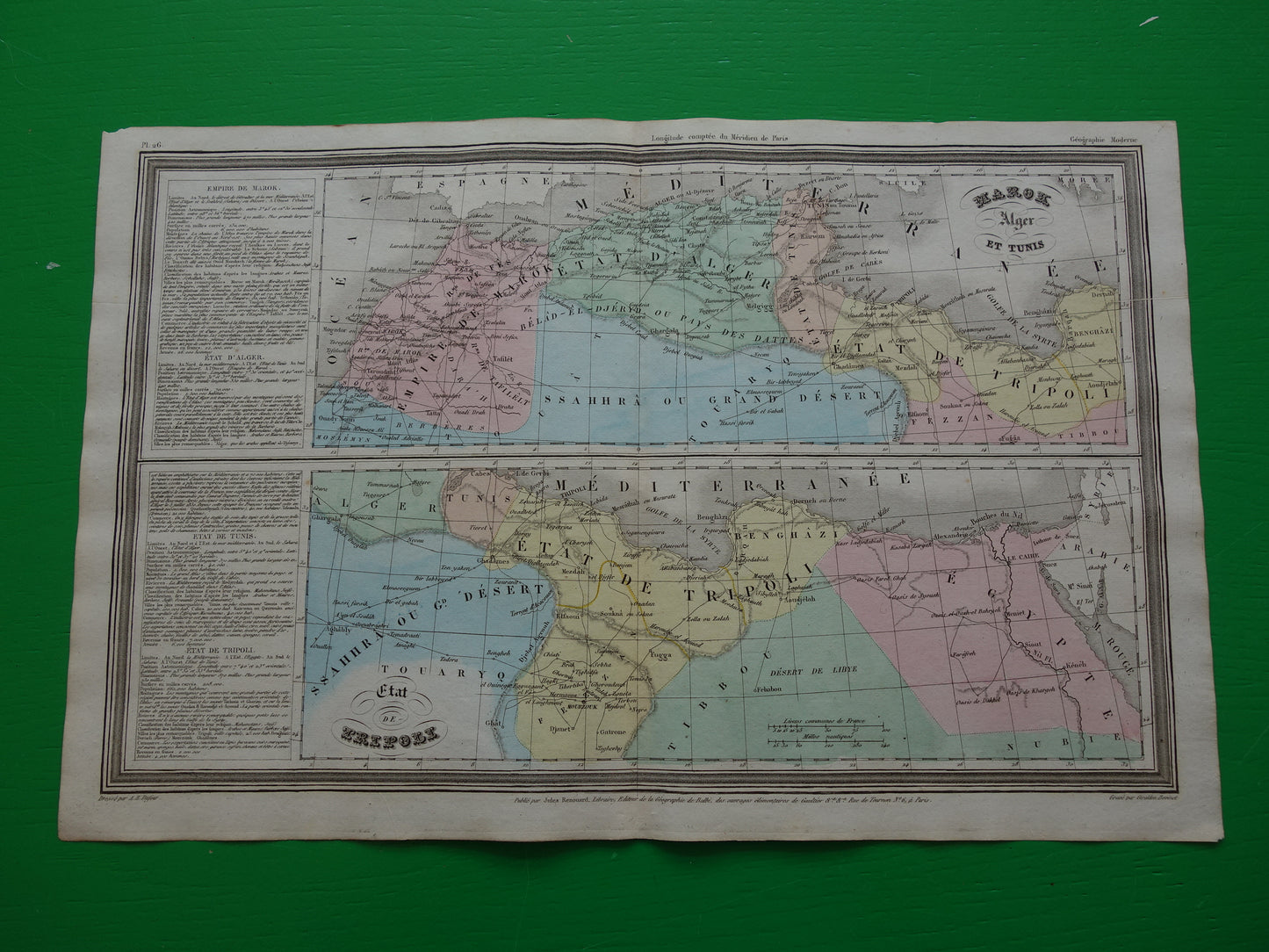 Antique map of North Africa from 1838 original old map Morocco Algeria Tunisia Libya and Egypt