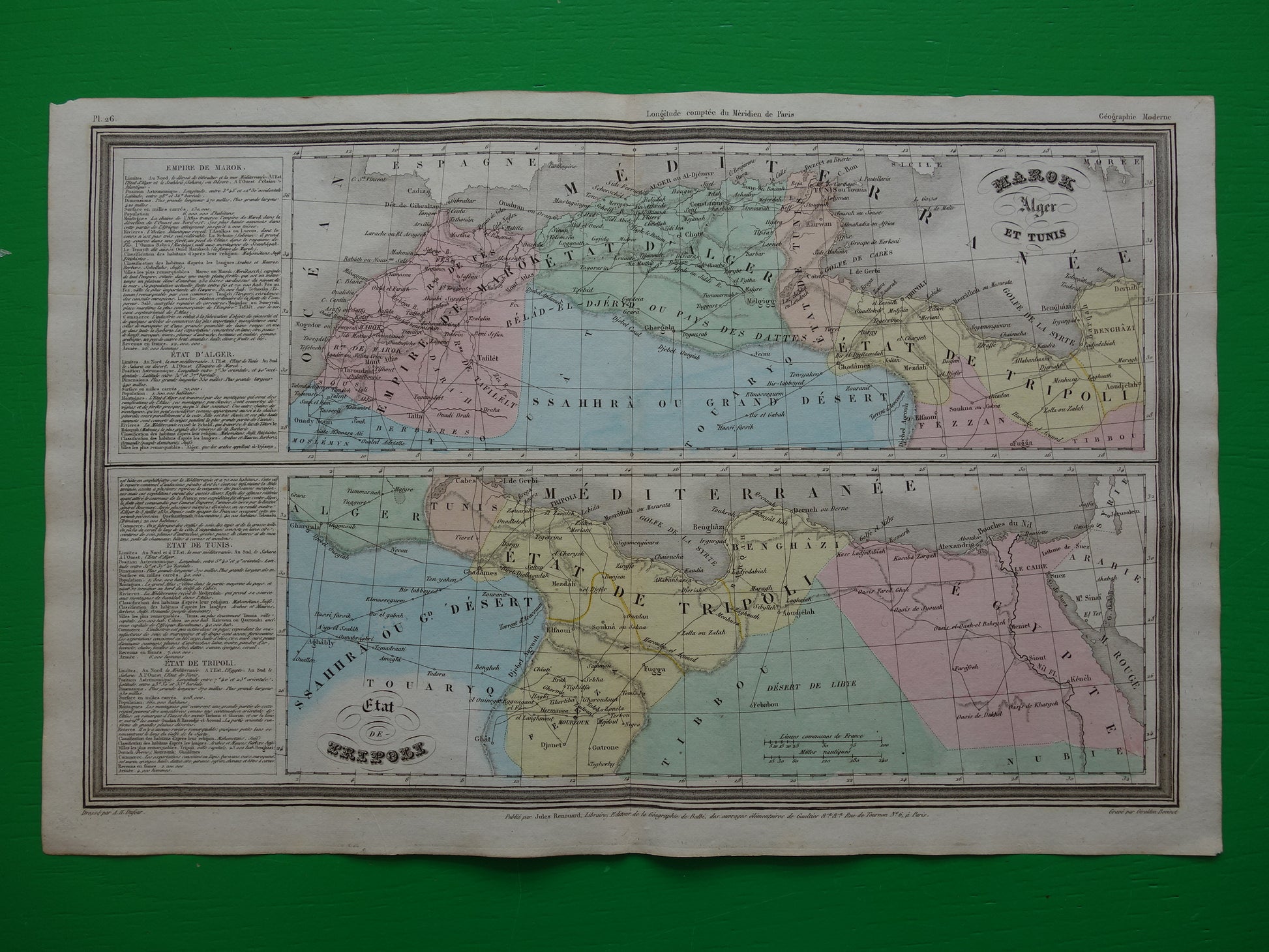 Antieke landkaart van Noord-Afrika uit 1838 originele oude kaart Marokko Algerije Tunesië Libië en Egypte