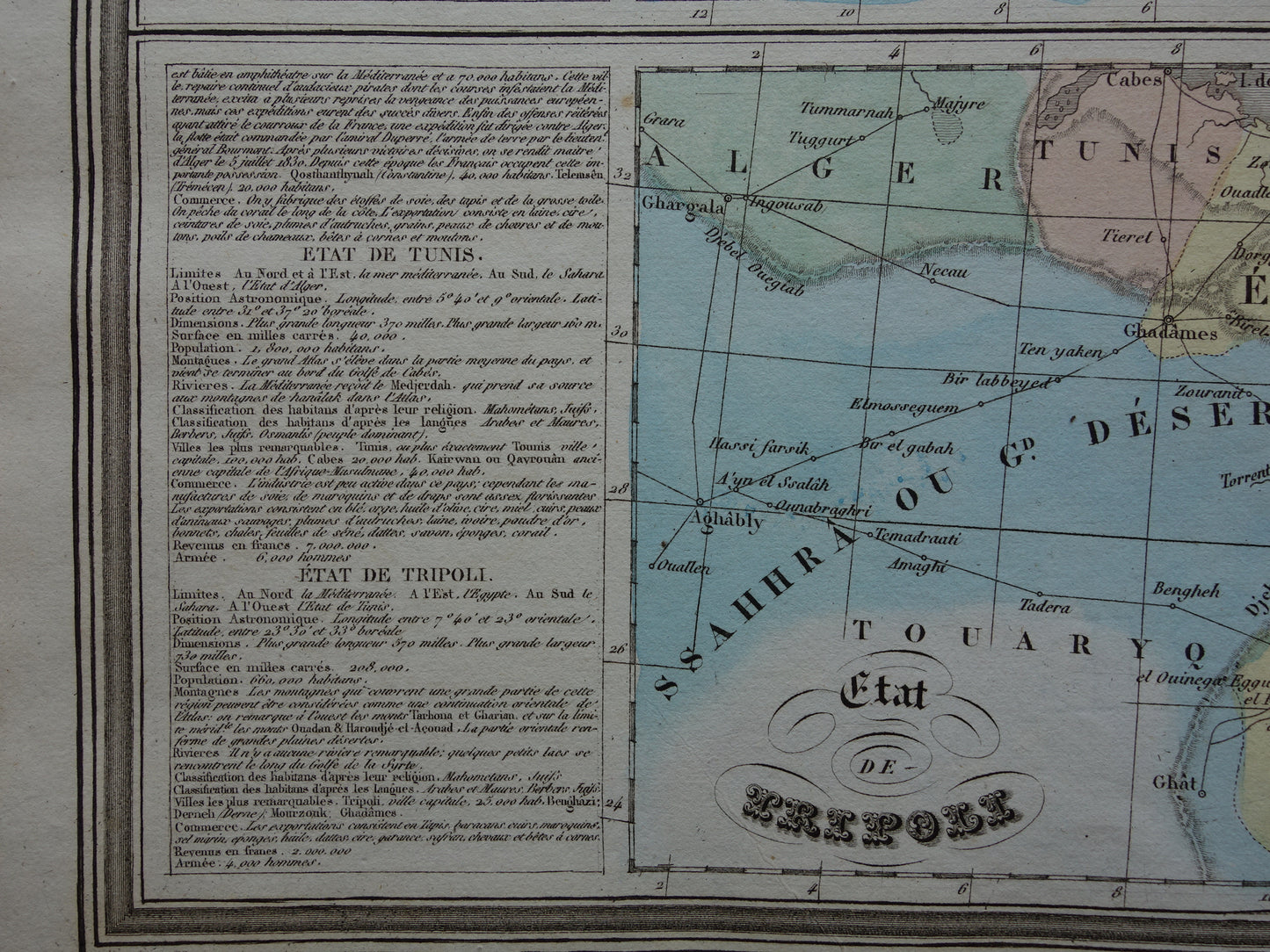 Antique map of North Africa from 1838 original old map Morocco Algeria Tunisia Libya and Egypt