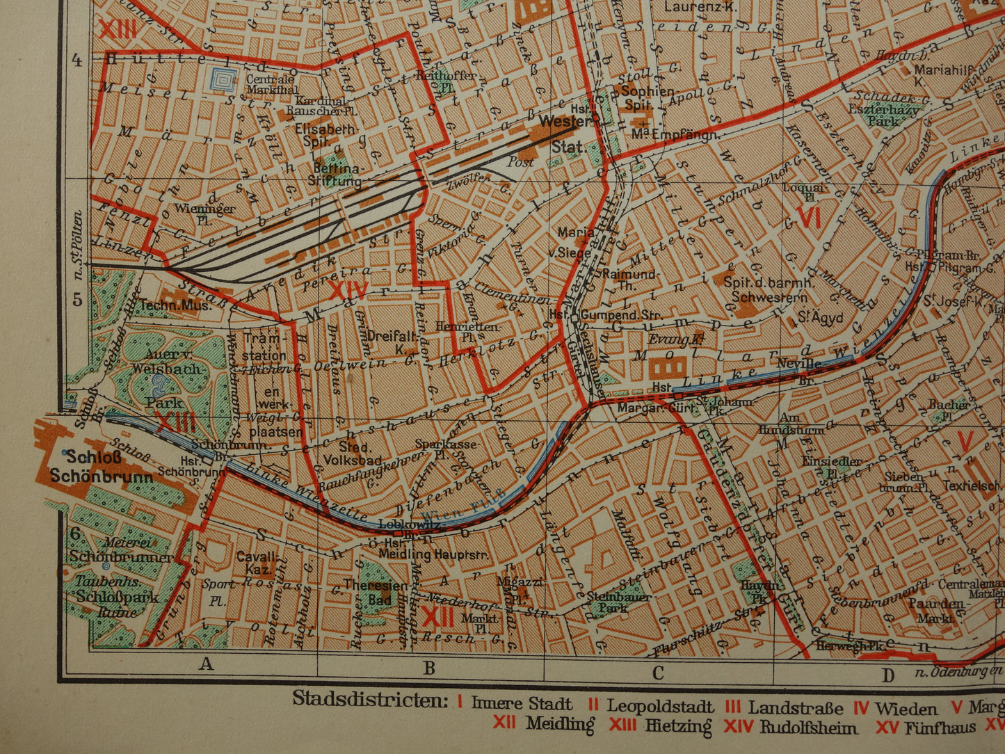 Wenen oude kaart van Weenen Oostenrijk uit 1938 originele vintage plattegrond Nederlandse kaarten