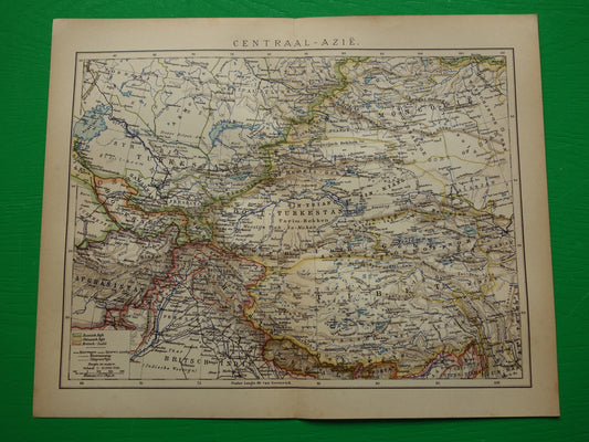 CENTRAAL-AZIË oude landkaart van Tibet Kashmir Turkestan Himalaya oude Nederlandse kaart Oezbekistan Kirgizië Tadzjikistan