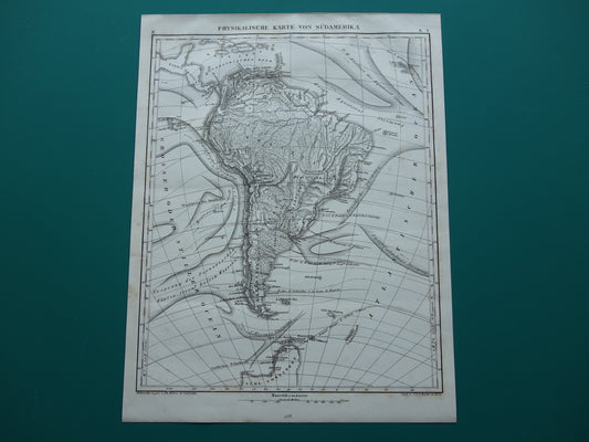 SOUTH AMERICA vintage map 170+ year old map of rivers and oceans from 1849 - original vintage historical maps