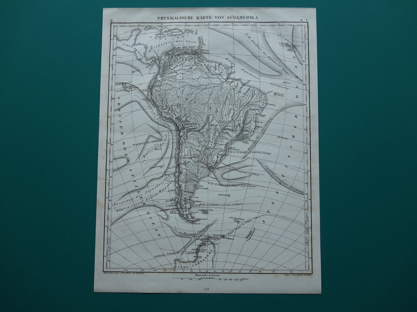 SOUTH AMERICA vintage map 170+ year old map of rivers and oceans from 1849 - original vintage historical maps