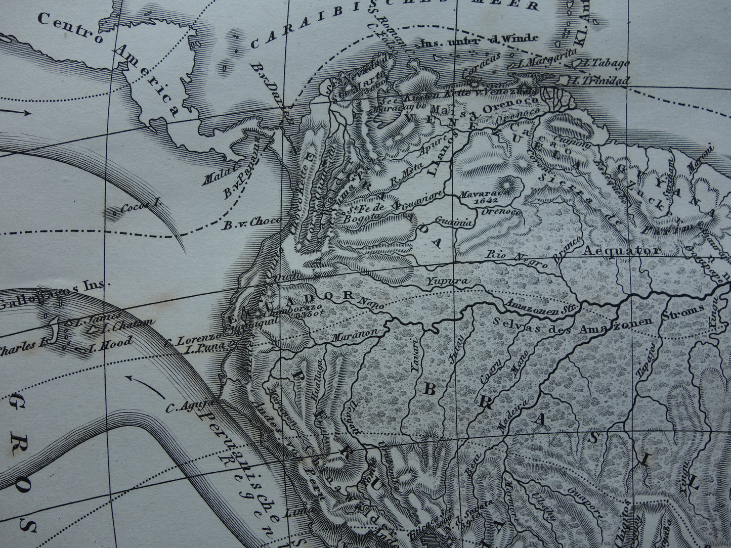 SOUTH AMERICA vintage map 170+ year old map of rivers and oceans from 1849 - original vintage historical maps