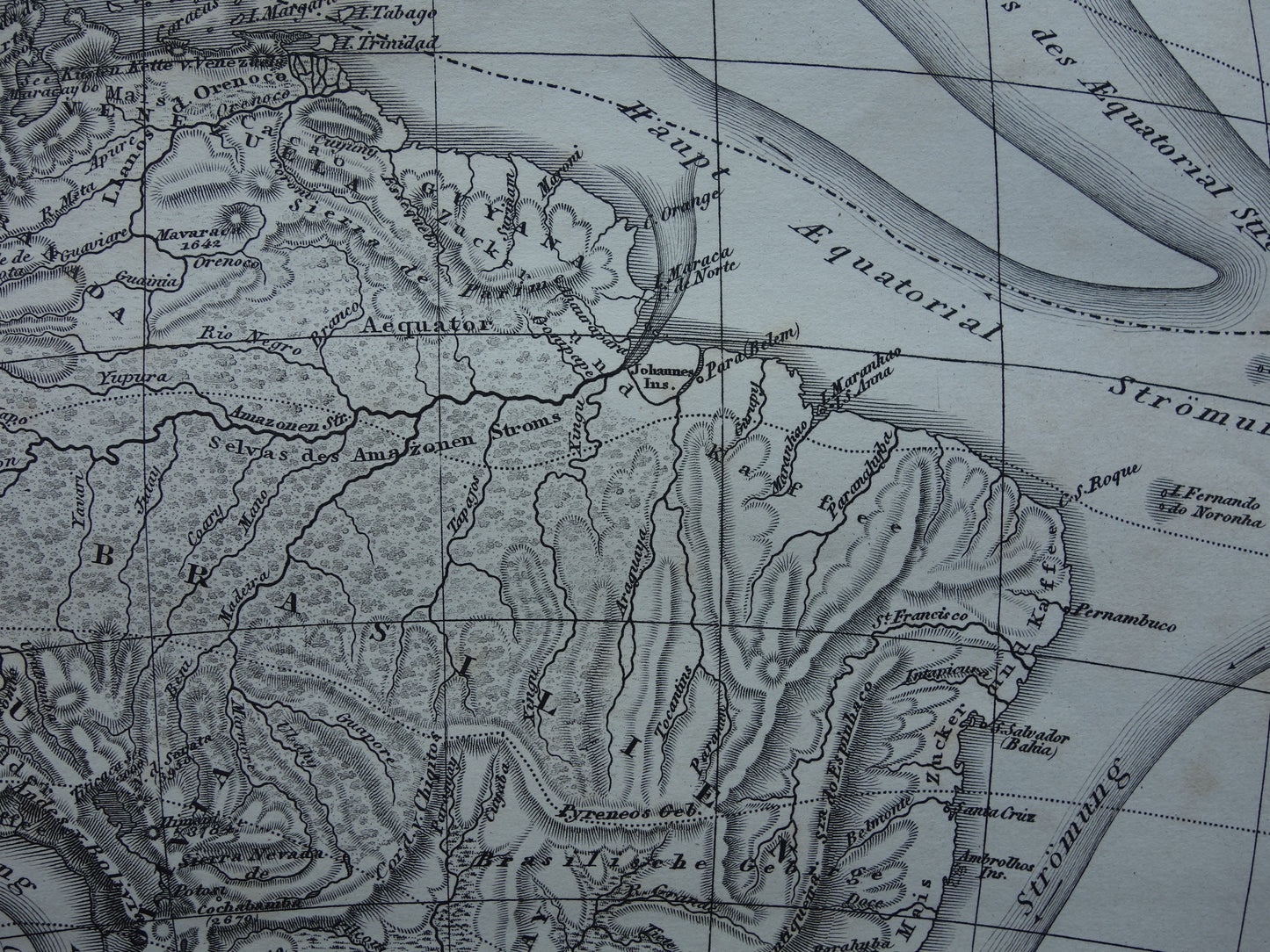 SOUTH AMERICA vintage map 170+ year old map of rivers and oceans from 1849 - original vintage historical maps