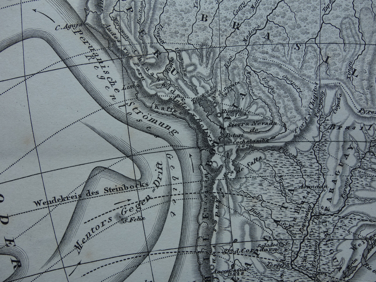 SOUTH AMERICA vintage map 170+ year old map of rivers and oceans from 1849 - original vintage historical maps