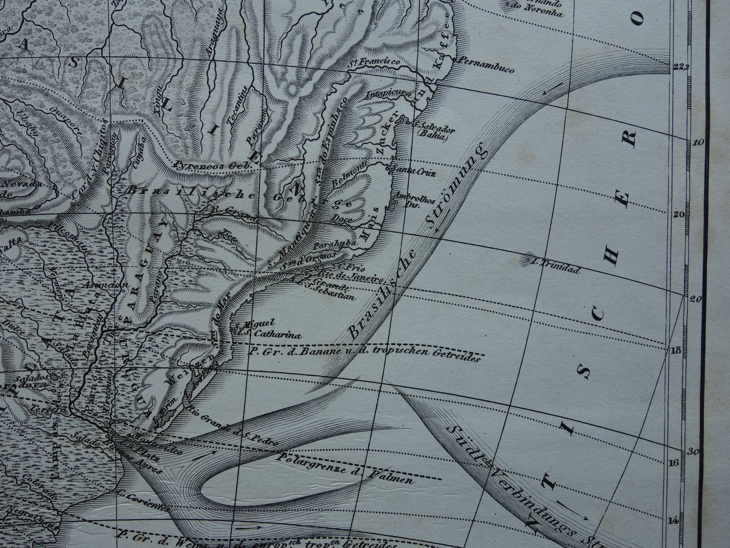 SOUTH AMERICA vintage map 170+ year old map of rivers and oceans from 1849 - original vintage historical maps