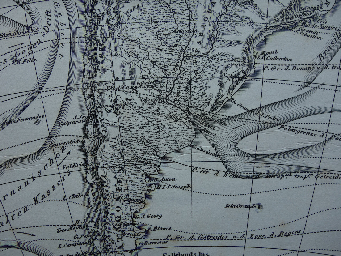 SOUTH AMERICA vintage map 170+ year old map of rivers and oceans from 1849 - original vintage historical maps