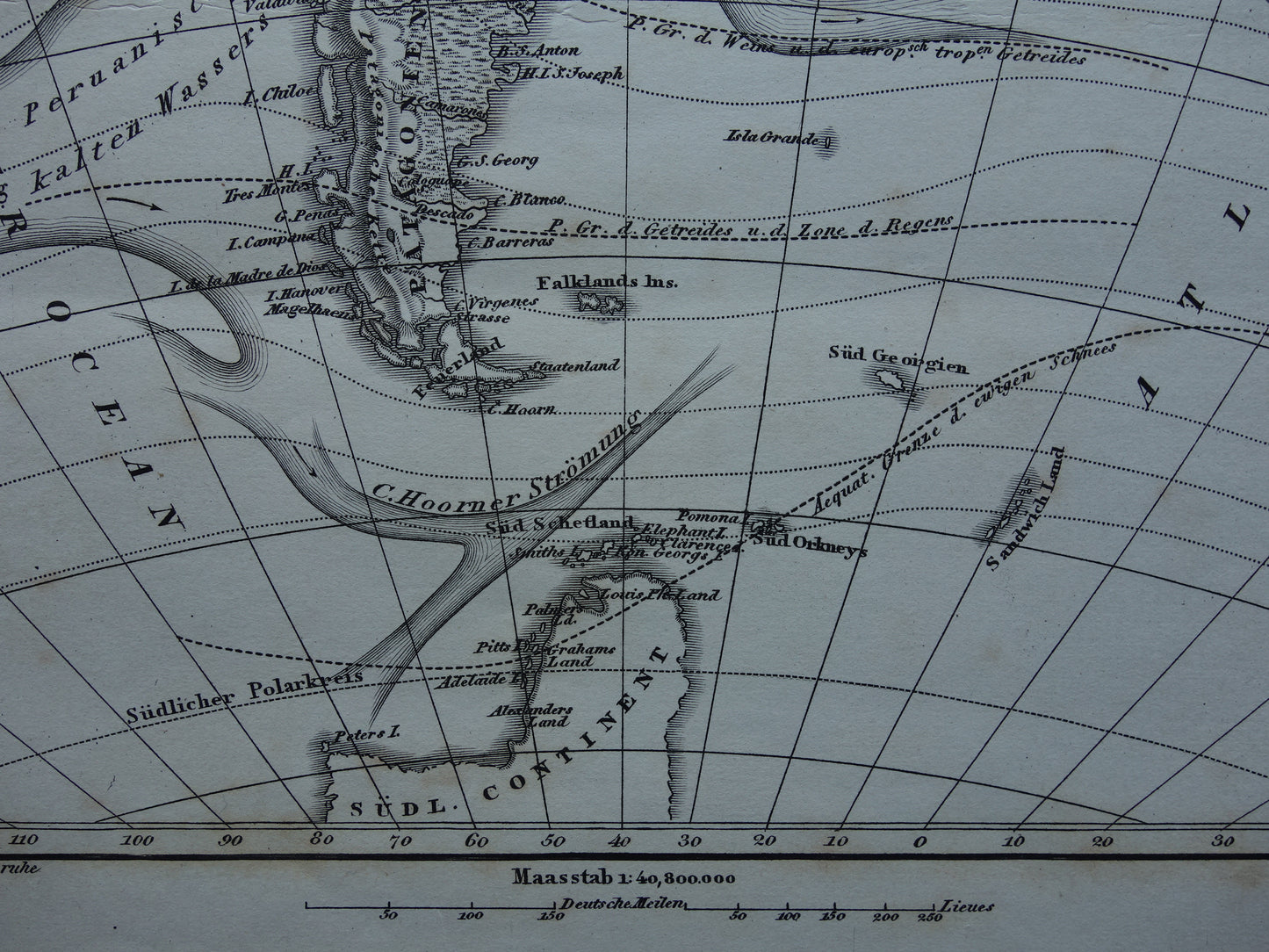 SOUTH AMERICA vintage map 170+ year old map of rivers and oceans from 1849 - original vintage historical maps