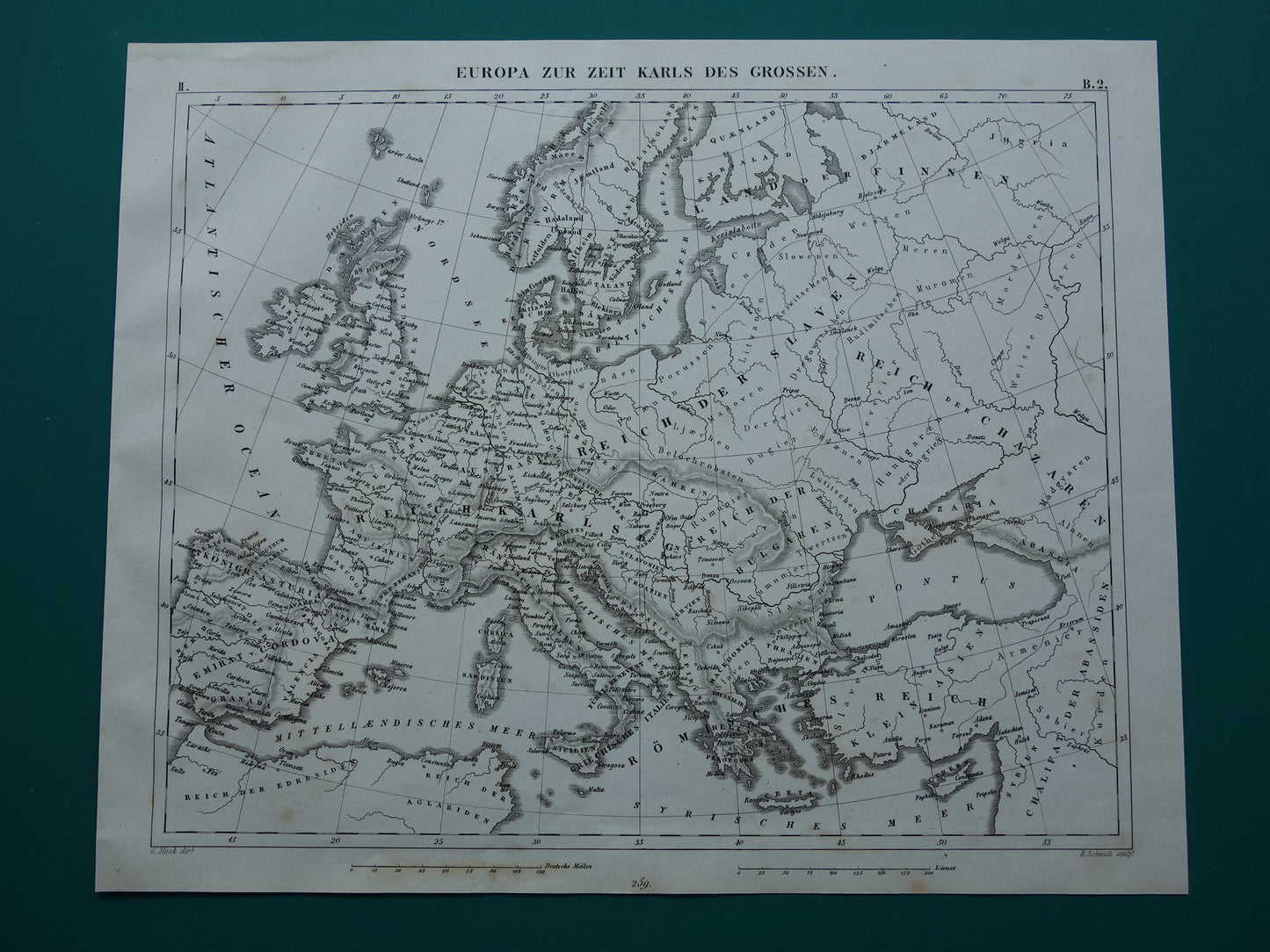 Antique map of EUROPE during Charlemagne 170+ year old map of continent from 1849 - original vintage historical maps Rijk Carolus Magnus