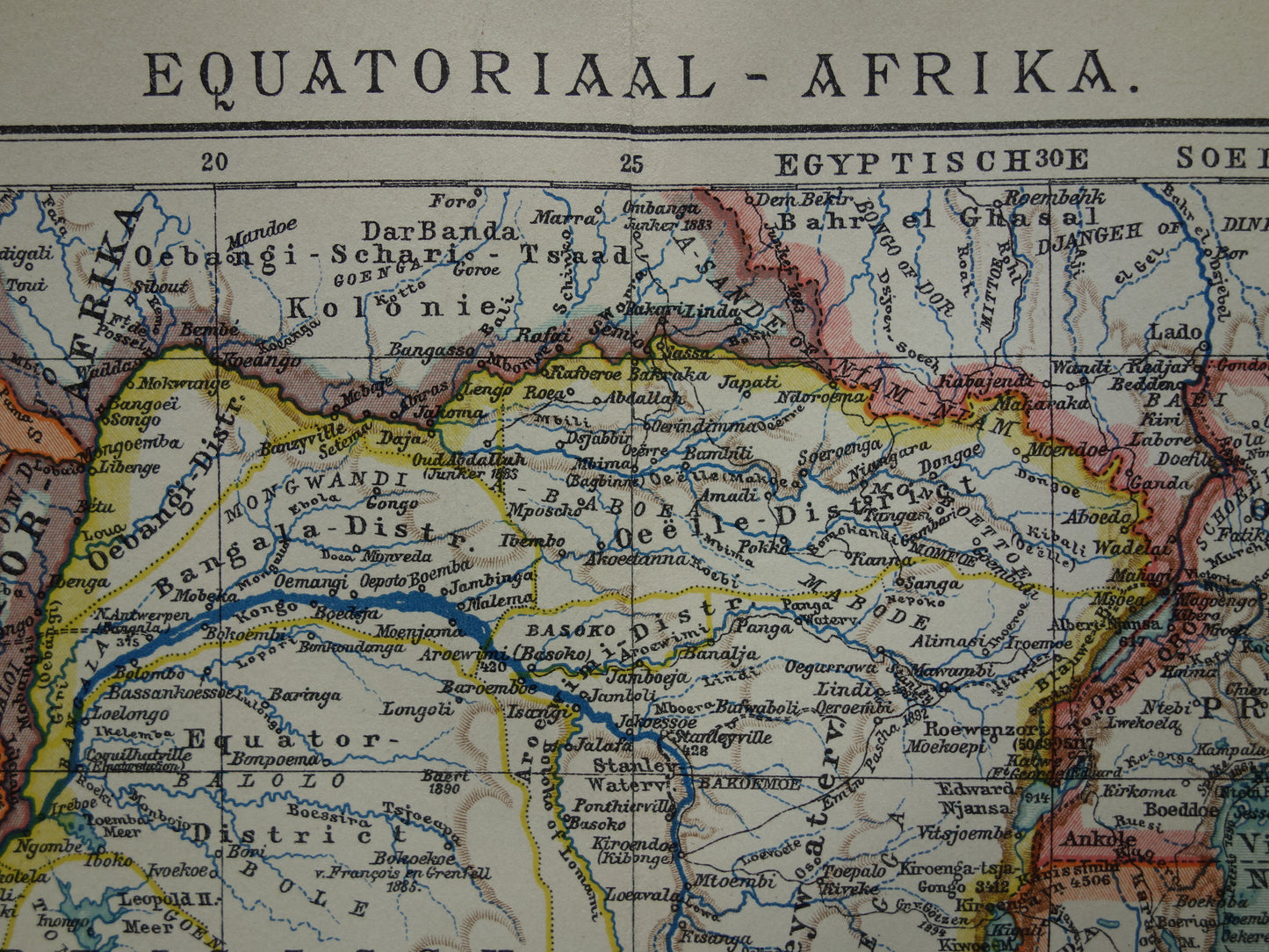 Old map of Central Africa from 1914 original map of Central Africa Congo Angola Tanzania historical vintage print