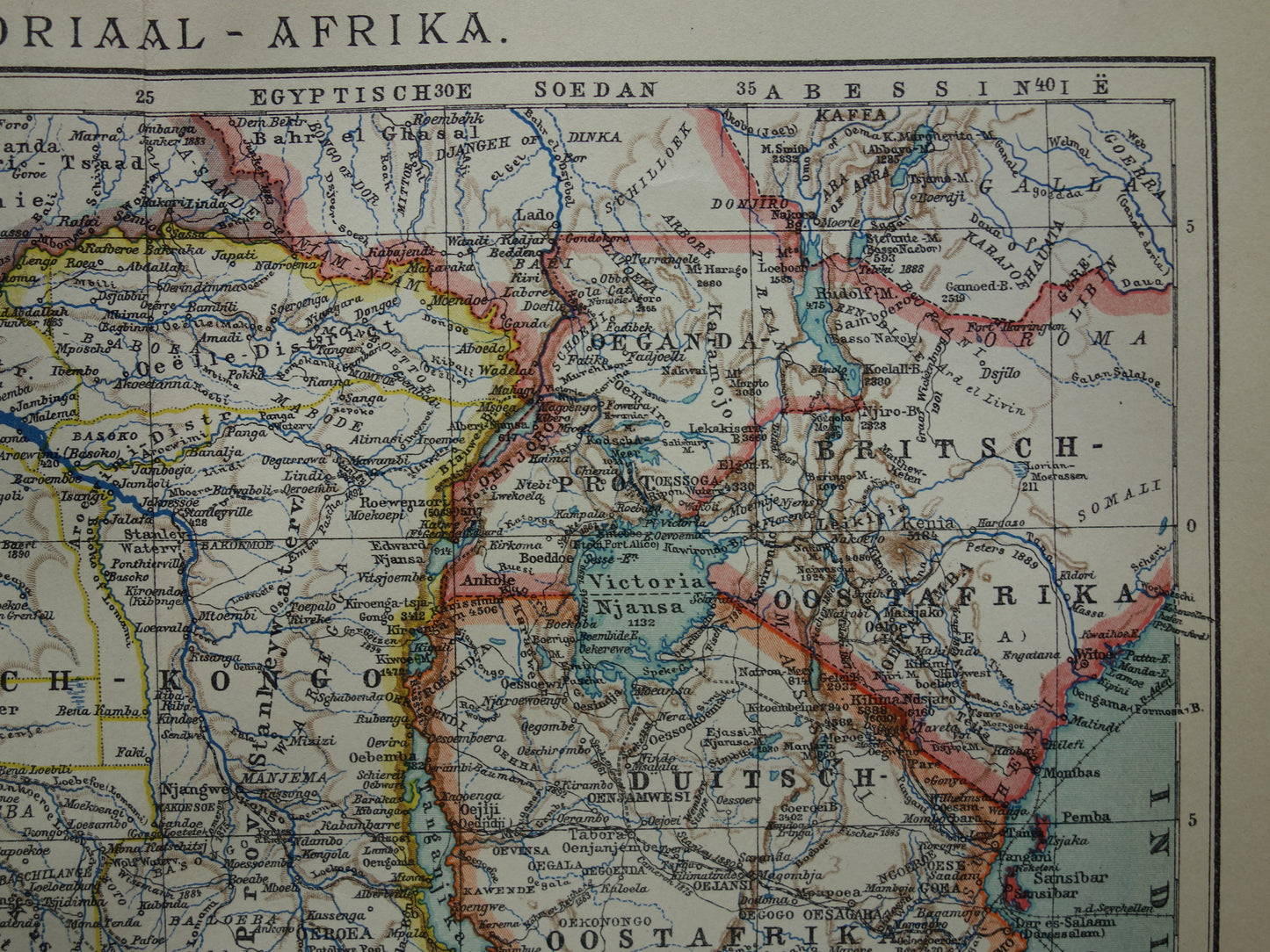 Old map of Central Africa from 1914 original map of Central Africa Congo Angola Tanzania historical vintage print