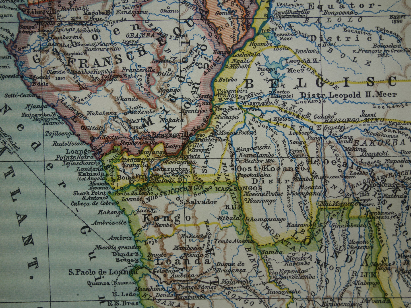 Old map of Central Africa from 1914 original map of Central Africa Congo Angola Tanzania historical vintage print