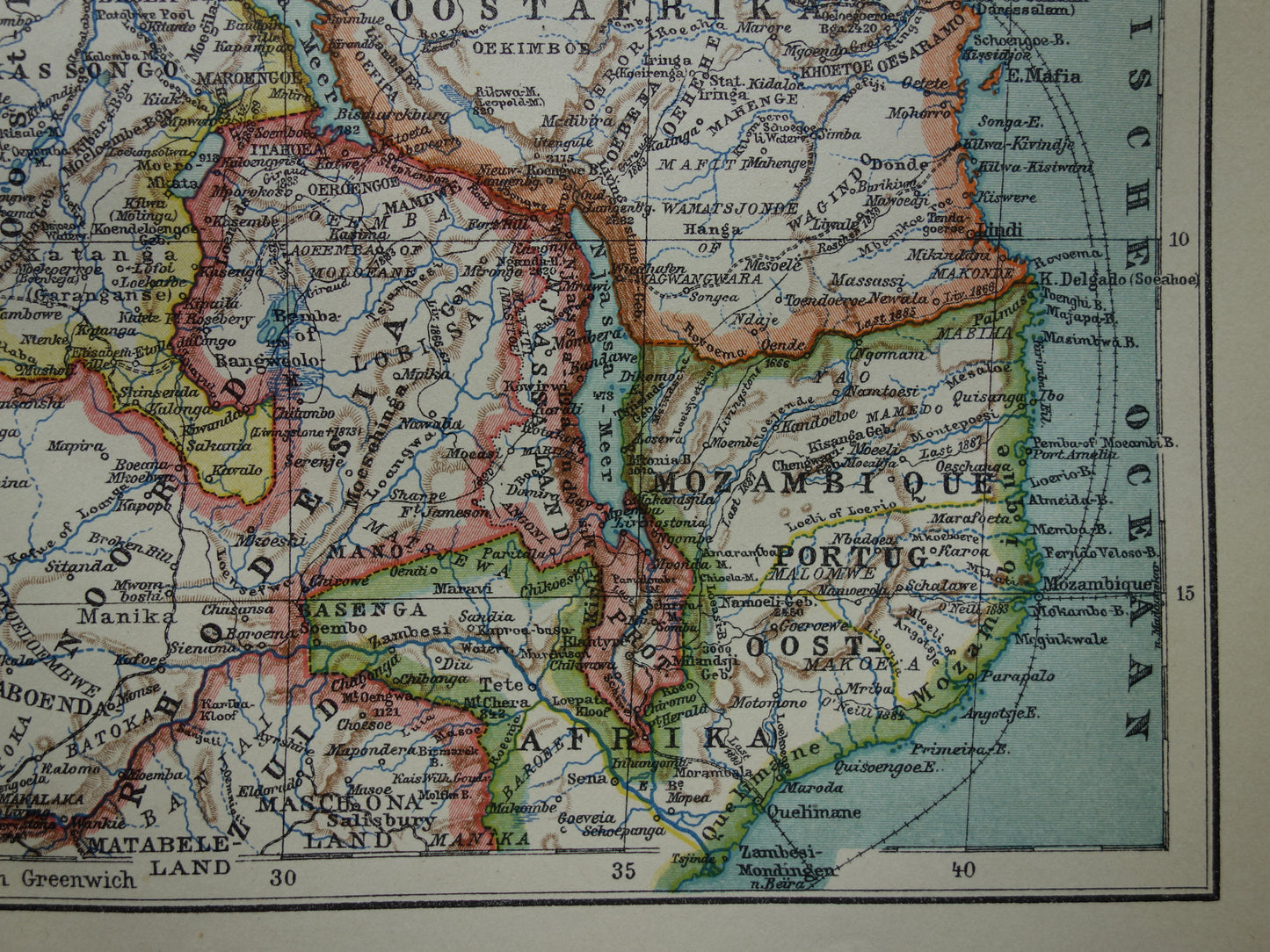 Old map of Central Africa from 1914 original map of Central Africa Congo Angola Tanzania historical vintage print