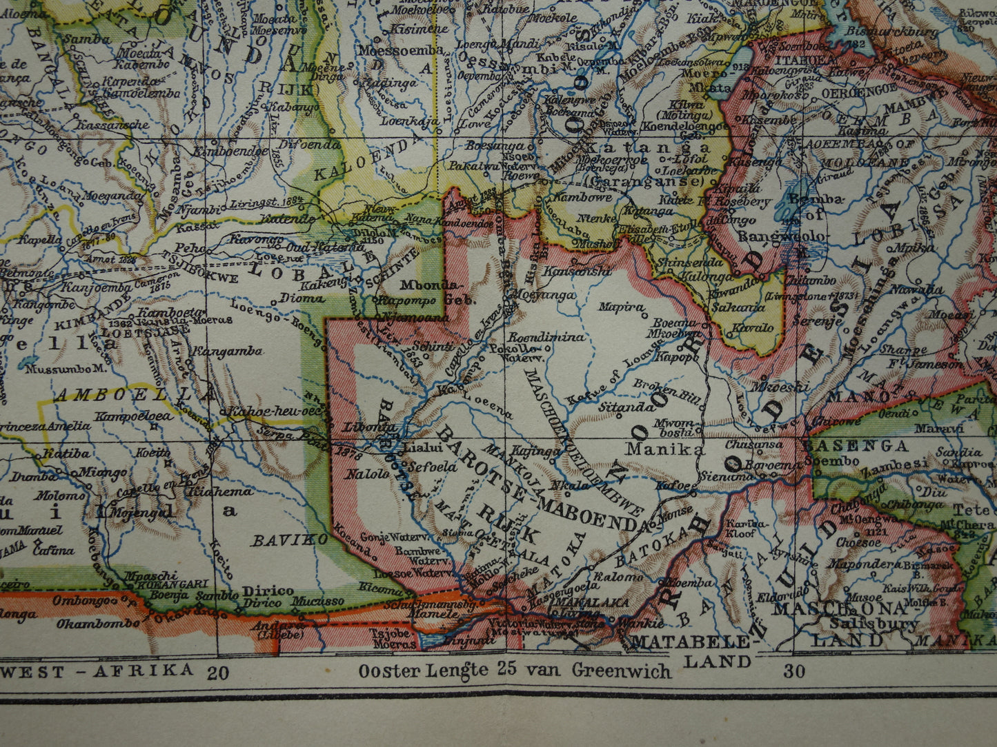 Old map of Central Africa from 1914 original map of Central Africa Congo Angola Tanzania historical vintage print
