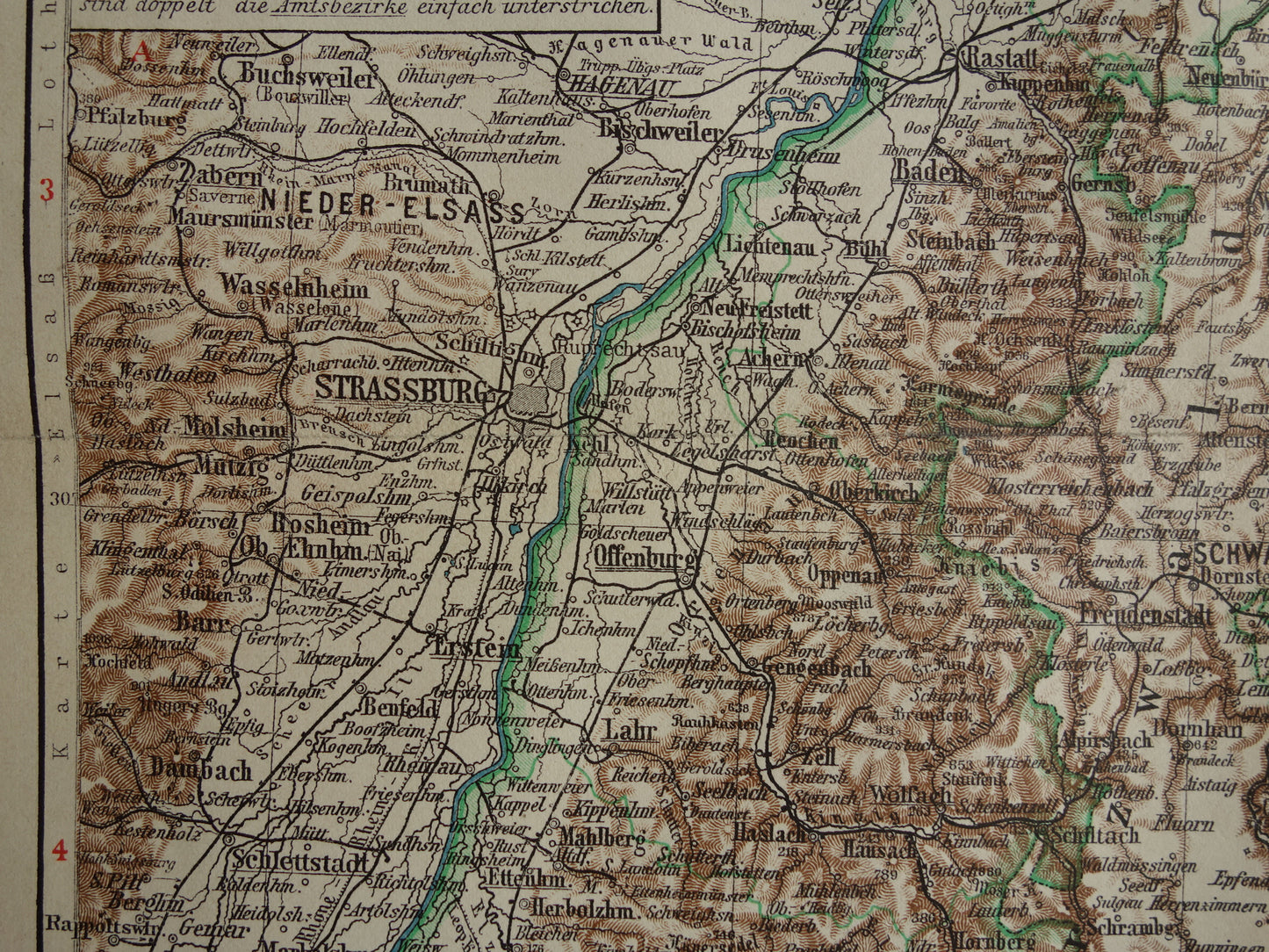 BADEN old map of Baden Germany 1913 original antique German map Stuttgart Karlsruhe