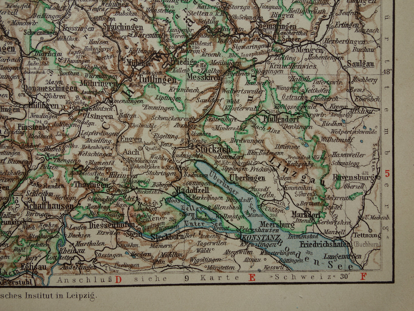 BADEN old map of Baden Germany 1913 original antique German map Stuttgart Karlsruhe