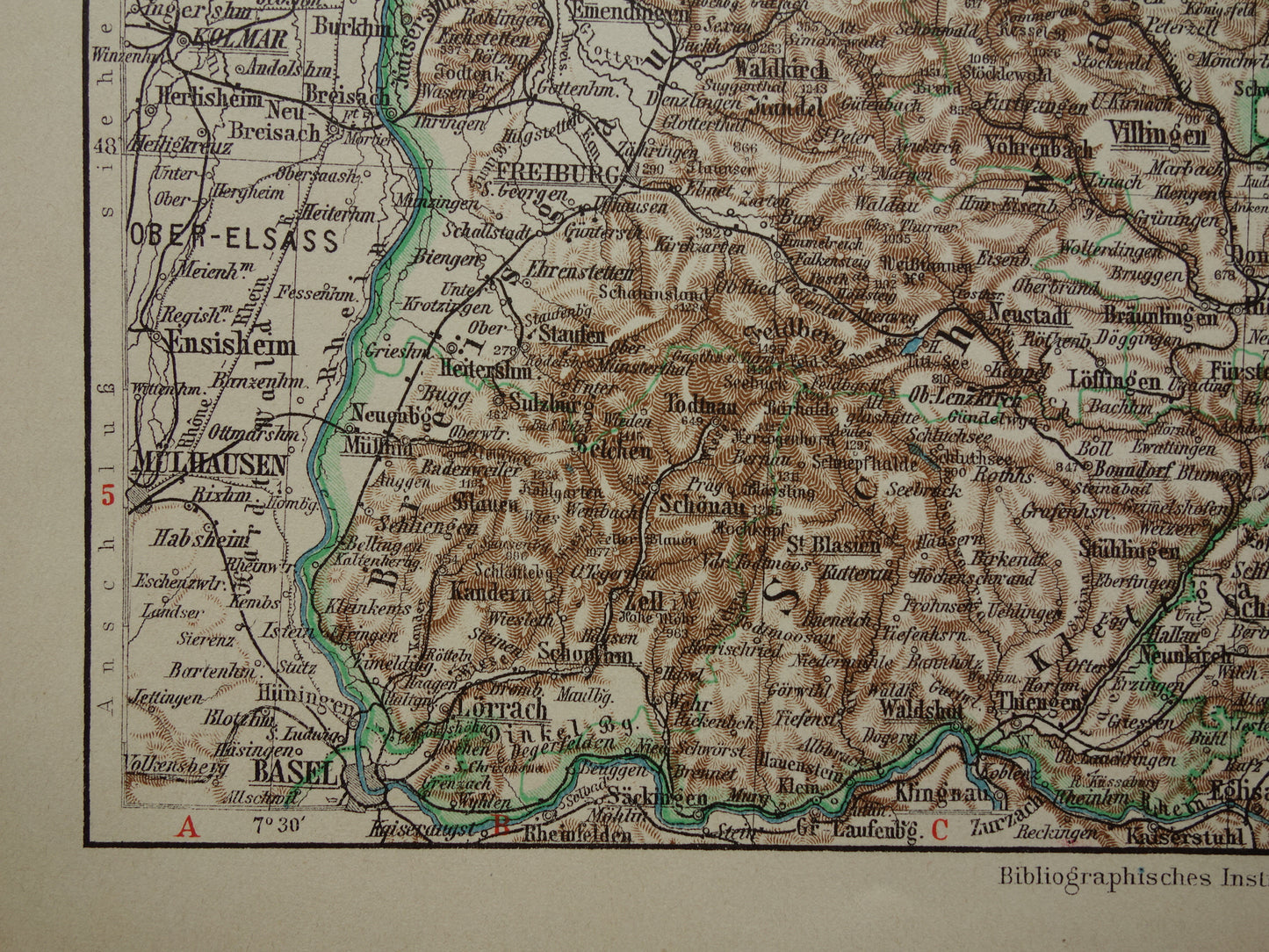 BADEN old map of Baden Germany 1913 original antique German map Stuttgart Karlsruhe