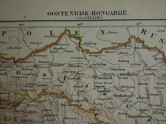 Österreich alte Karte Original antike Kuyper Karte von 1882 Vintage Karten Budapest Zevenbergen Siebenbürgen Galizien
