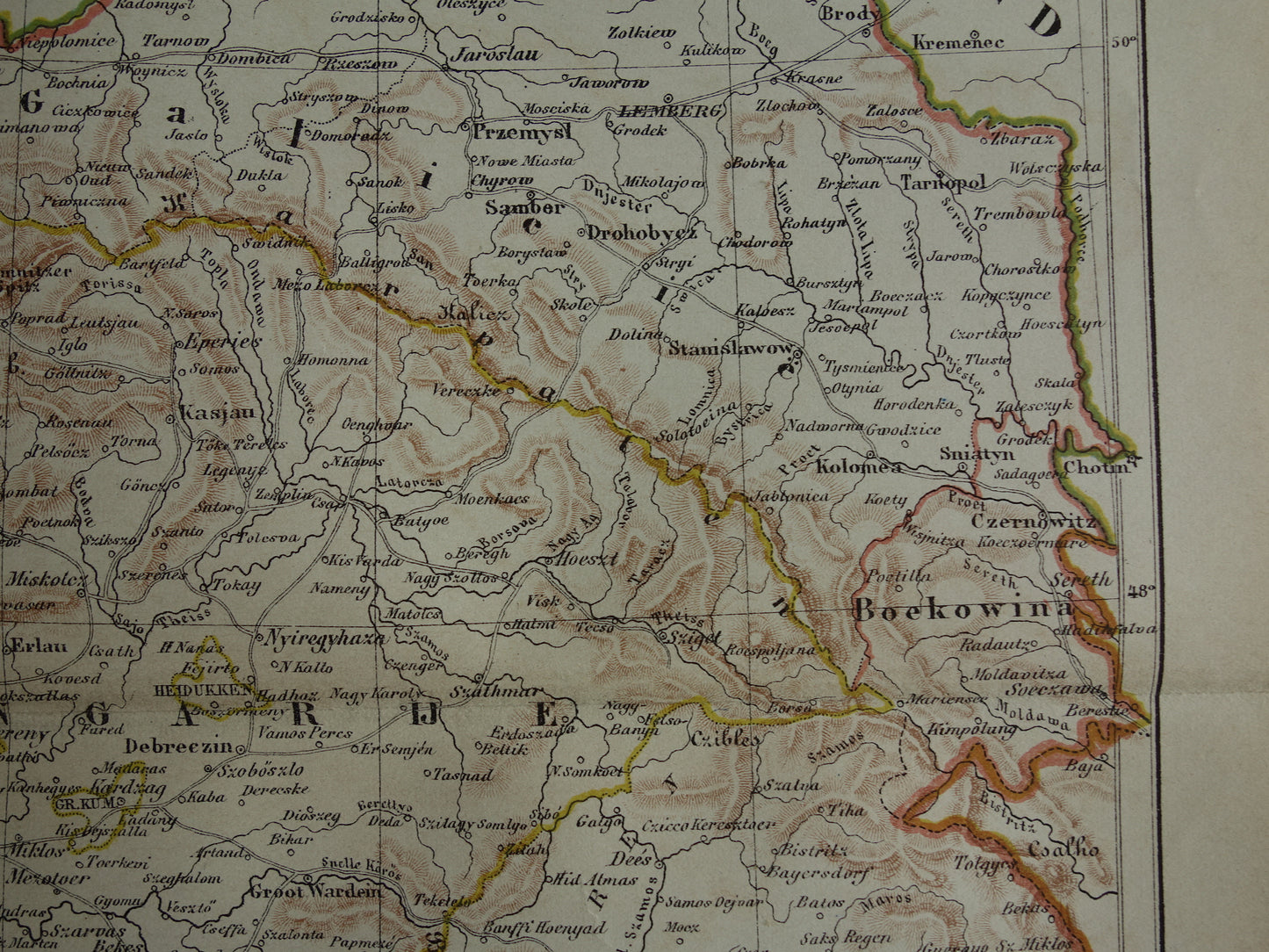 Austria old map original antique Kuyper map from 1882 vintage maps Budapest Zevenbergen Transylvania Galicia