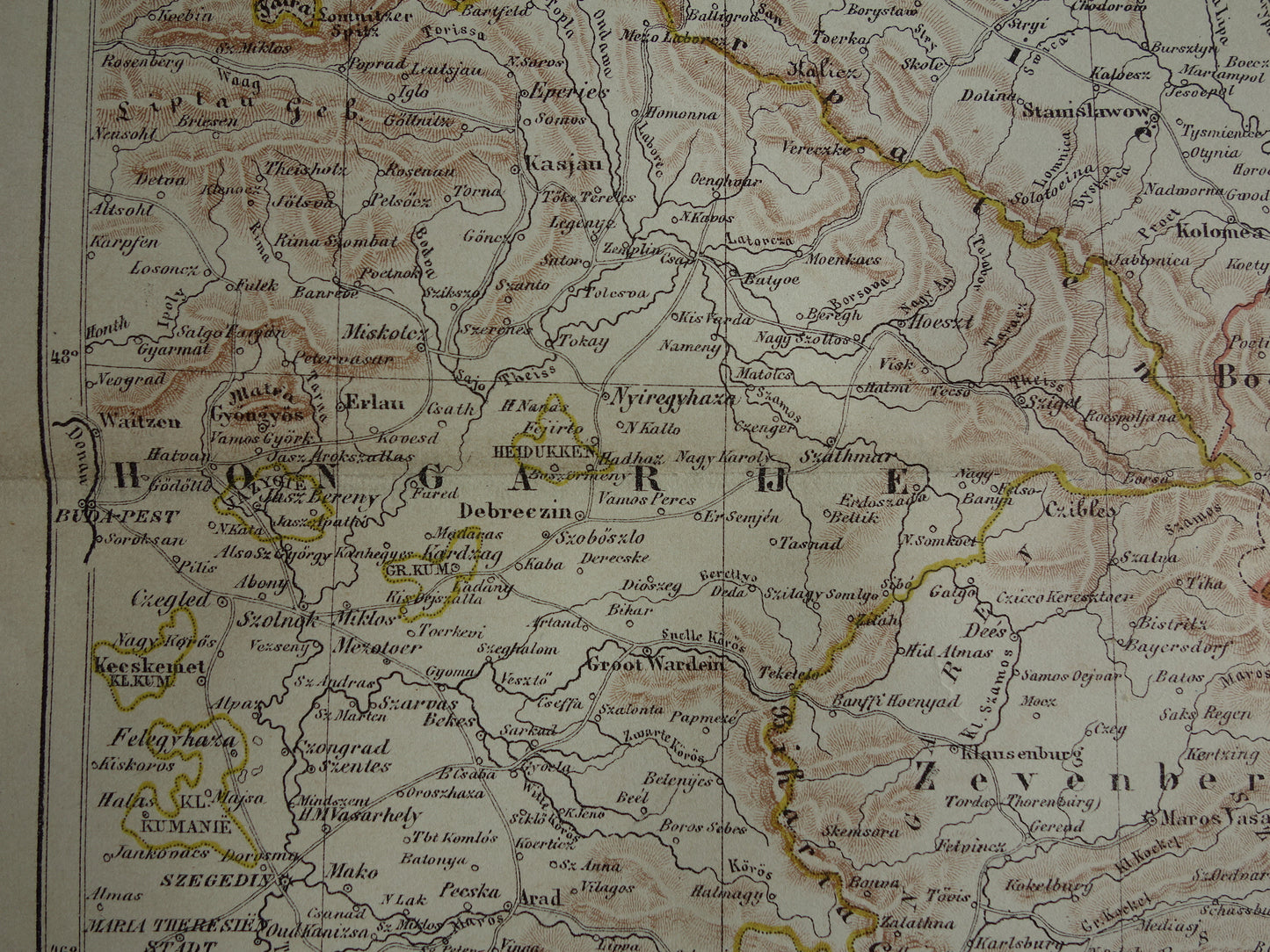 Austria old map original antique Kuyper map from 1882 vintage maps Budapest Zevenbergen Transylvania Galicia