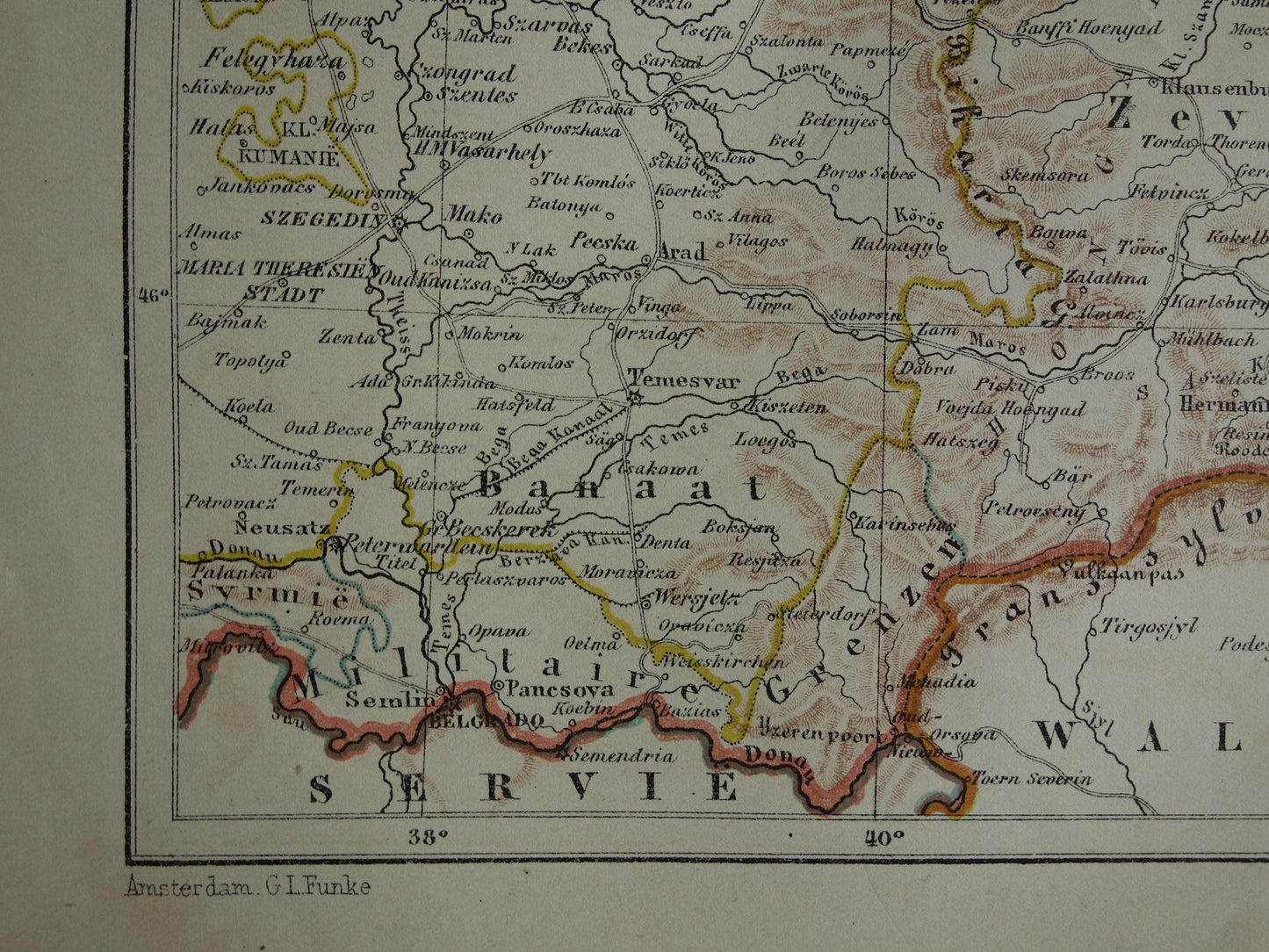 Austria old map original antique Kuyper map from 1882 vintage maps Budapest Zevenbergen Transylvania Galicia
