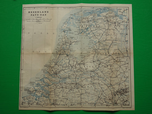 Oude landkaart van Nederland uit 1904 originele antieke kaart