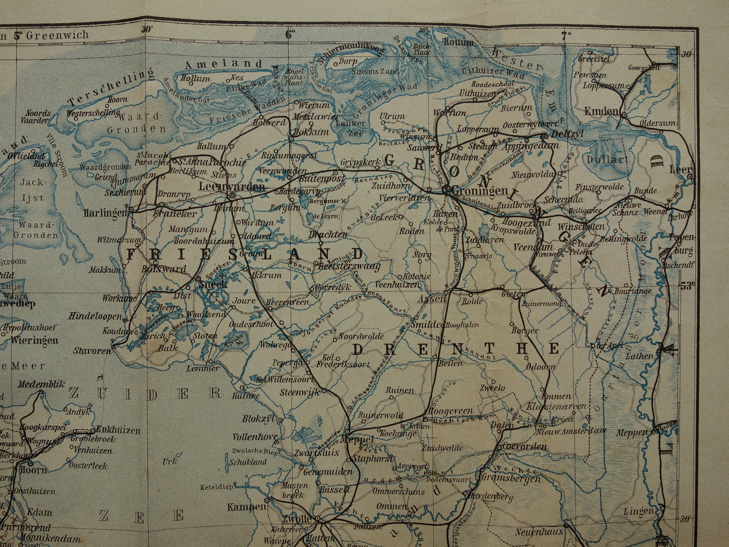 Oude landkaart van Nederland uit 1904 originele antieke kaart