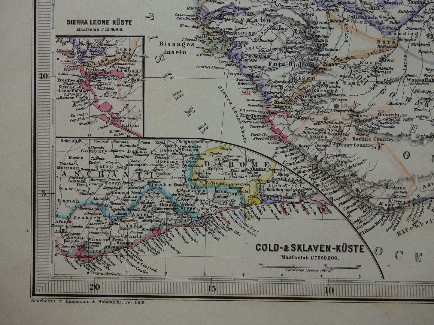 AFRICA Old map of Northwest Africa in 1886 Large original map of Sahara Gold Coast Sahel Senegal Nigeria