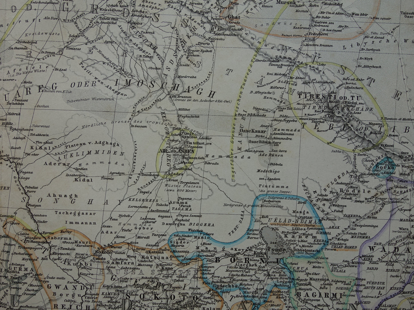 AFRICA Old map of Northwest Africa in 1886 Large original map of Sahara Gold Coast Sahel Senegal Nigeria
