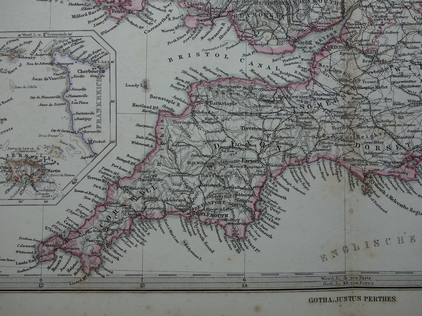 Vintage Map of England from 1886 original antique map of England and Wales