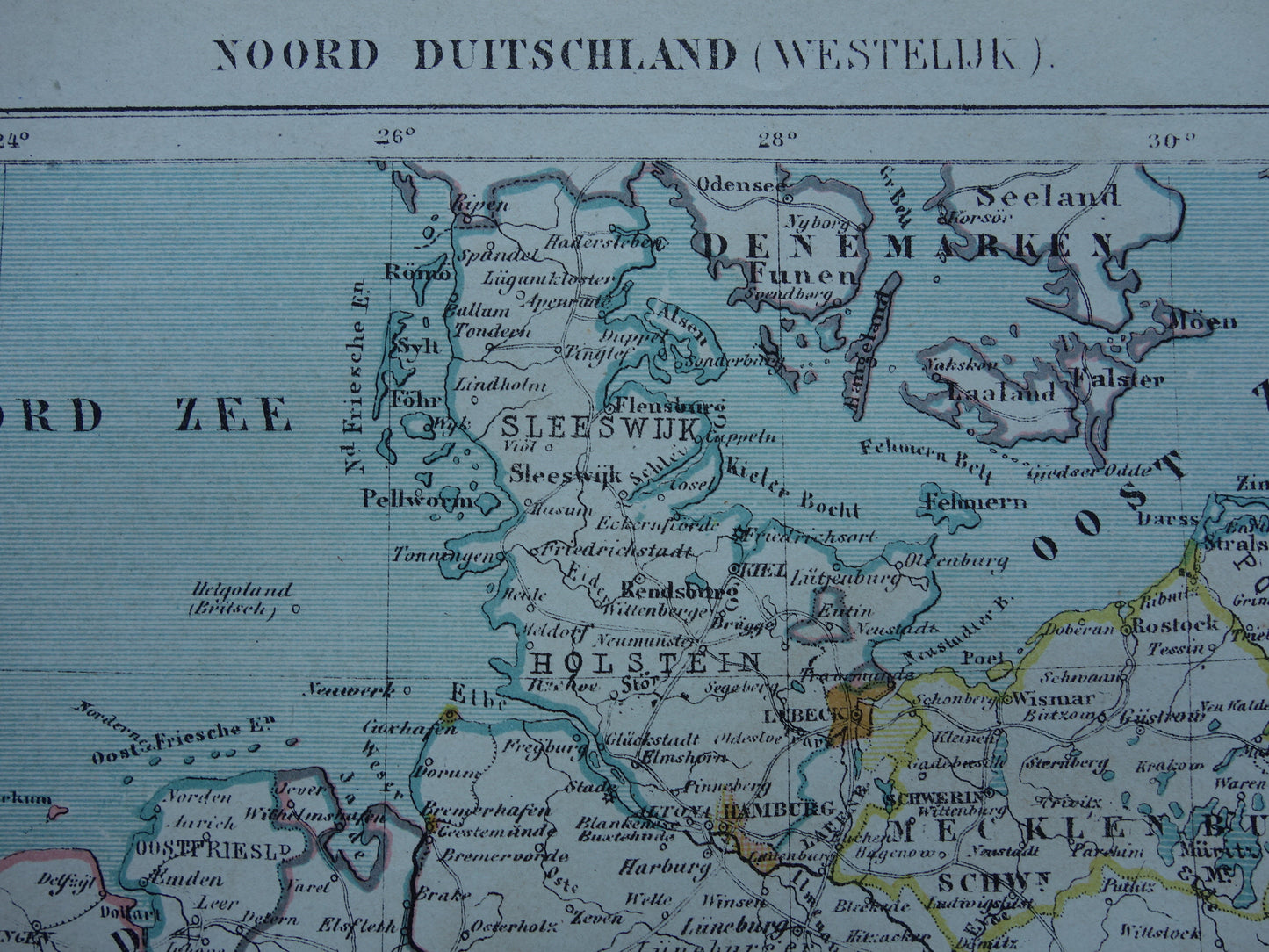 Northwest Germany old map original antique Kuyper map from 1882 vintage print Germany