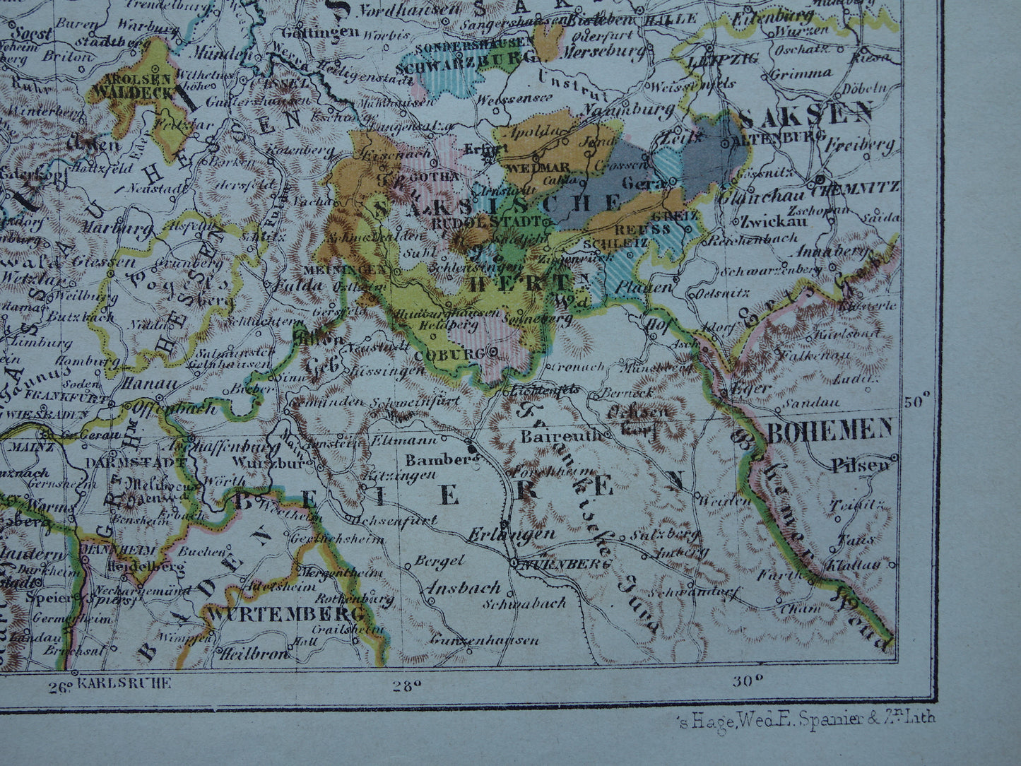 Northwest Germany old map original antique Kuyper map from 1882 vintage print Germany