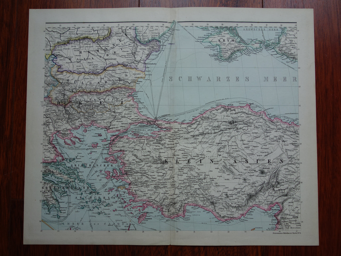 MEDITERRANEAN SEA Very large old map of Southern Europe from 1880 original antique map poster