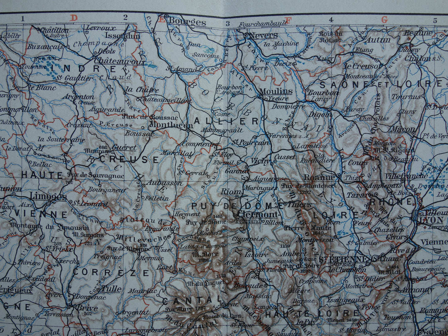 FRANCE old map of Southern France 1905 original antique German map