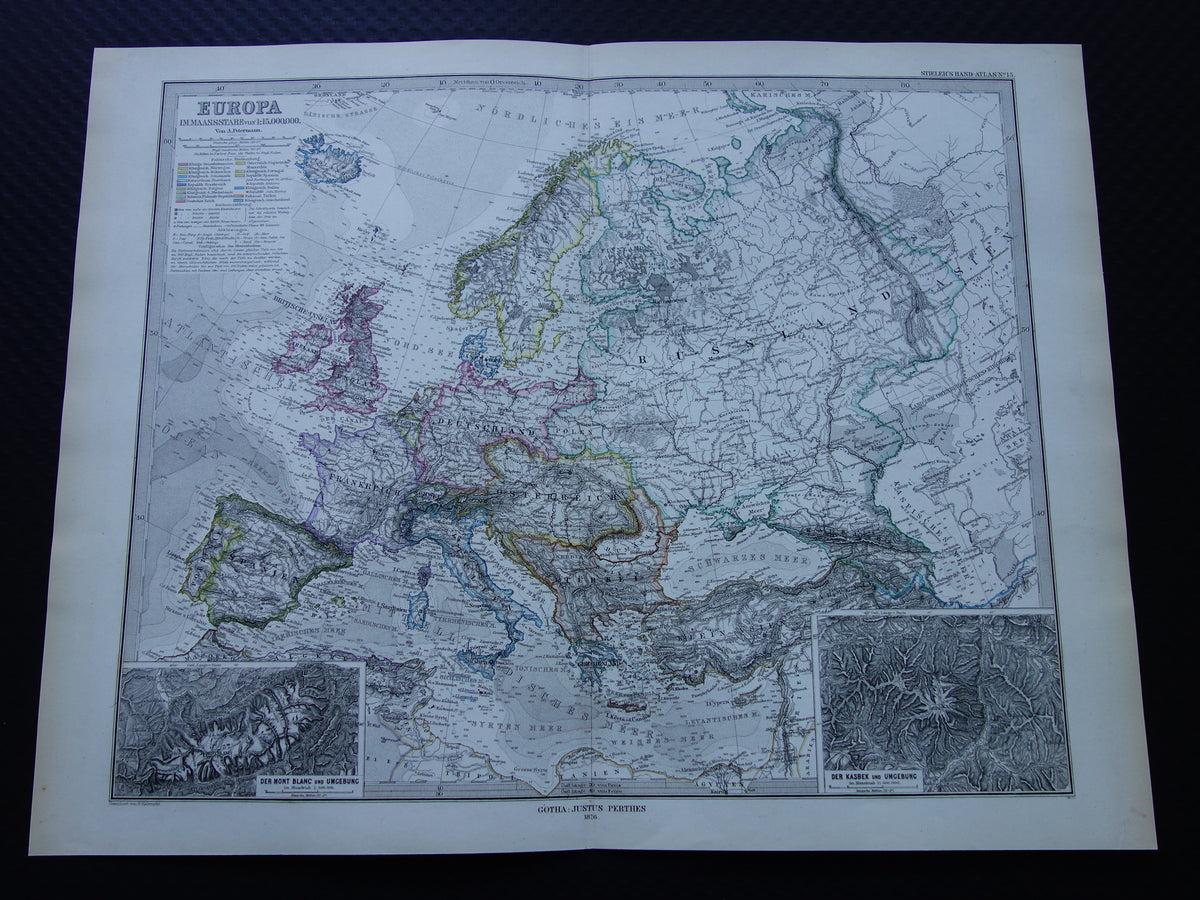 antique map of Europe from 1876 for sale