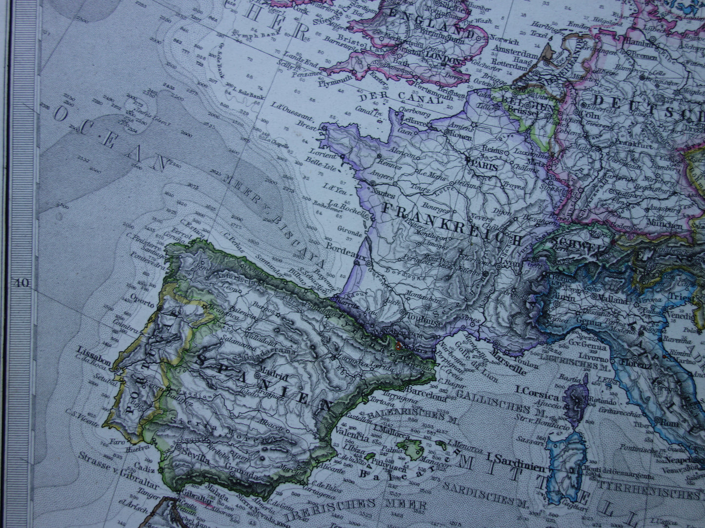 EUROPA oude landkaart van Europa uit 1876 originele antieke Duitse kaart van continent Europa