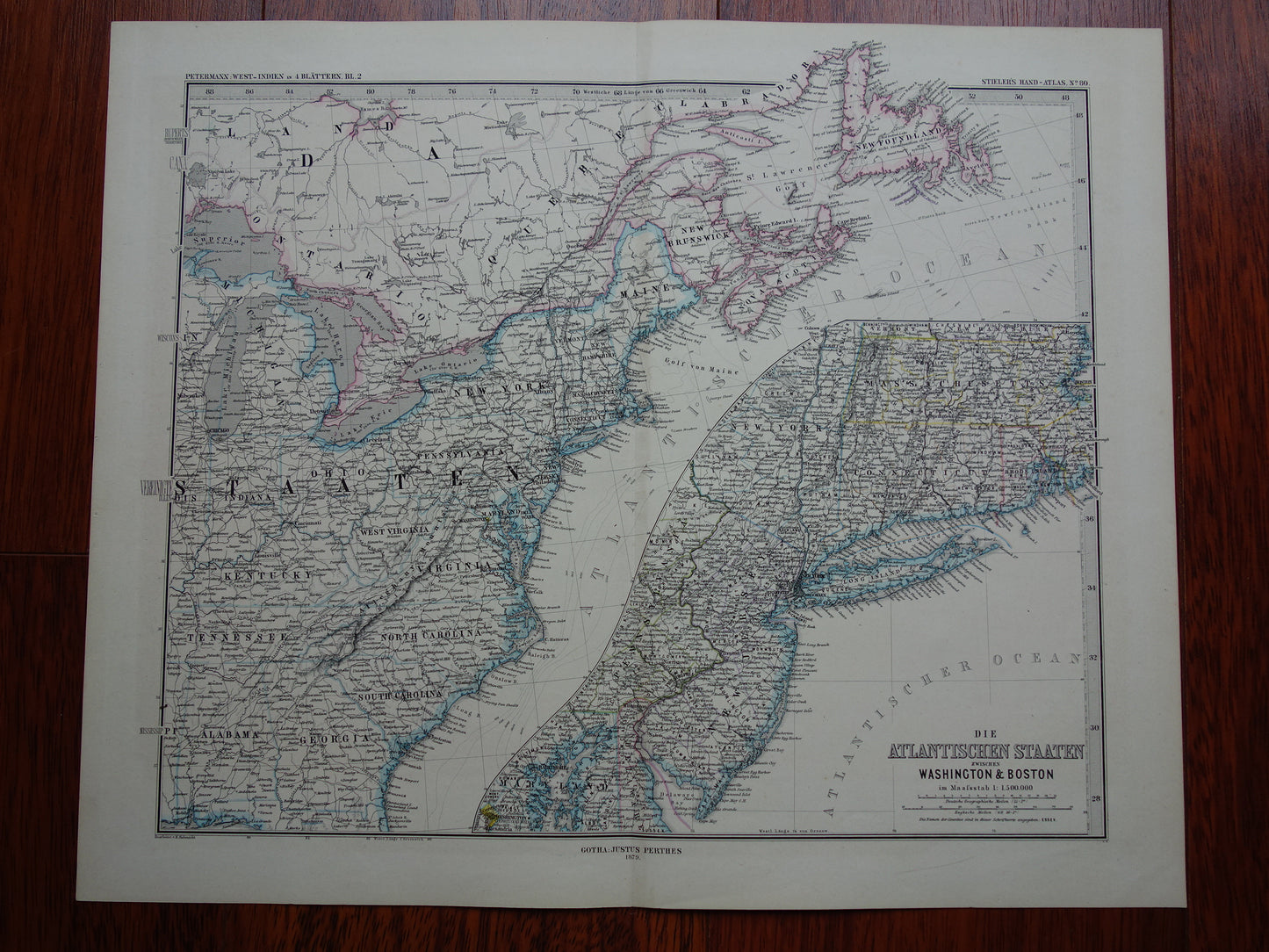 Old map of USA 1879 original antique map of USA Mexico Caribbean vintage historical maps 78x95 cm large poster